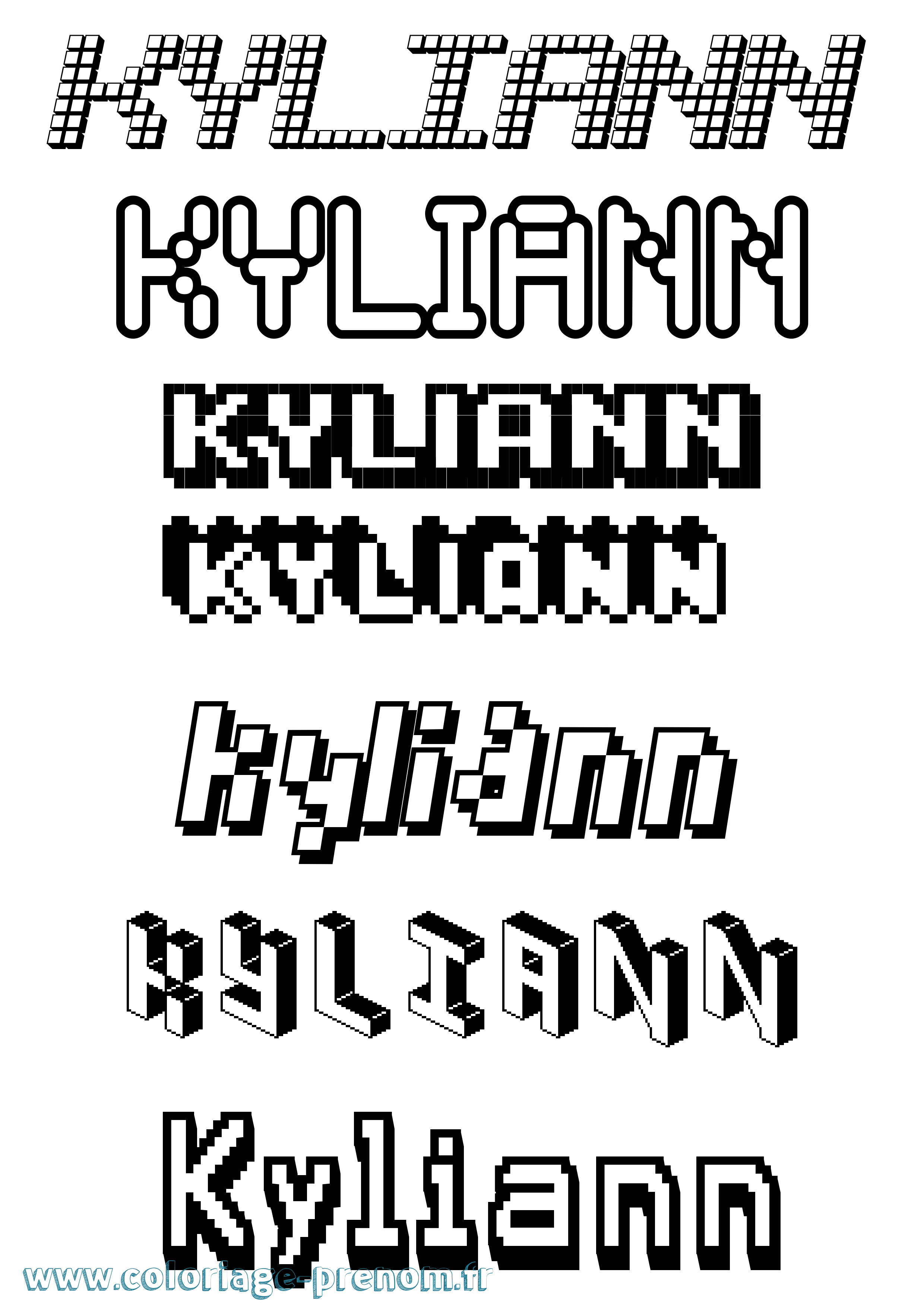 Coloriage prénom Kyliann Pixel