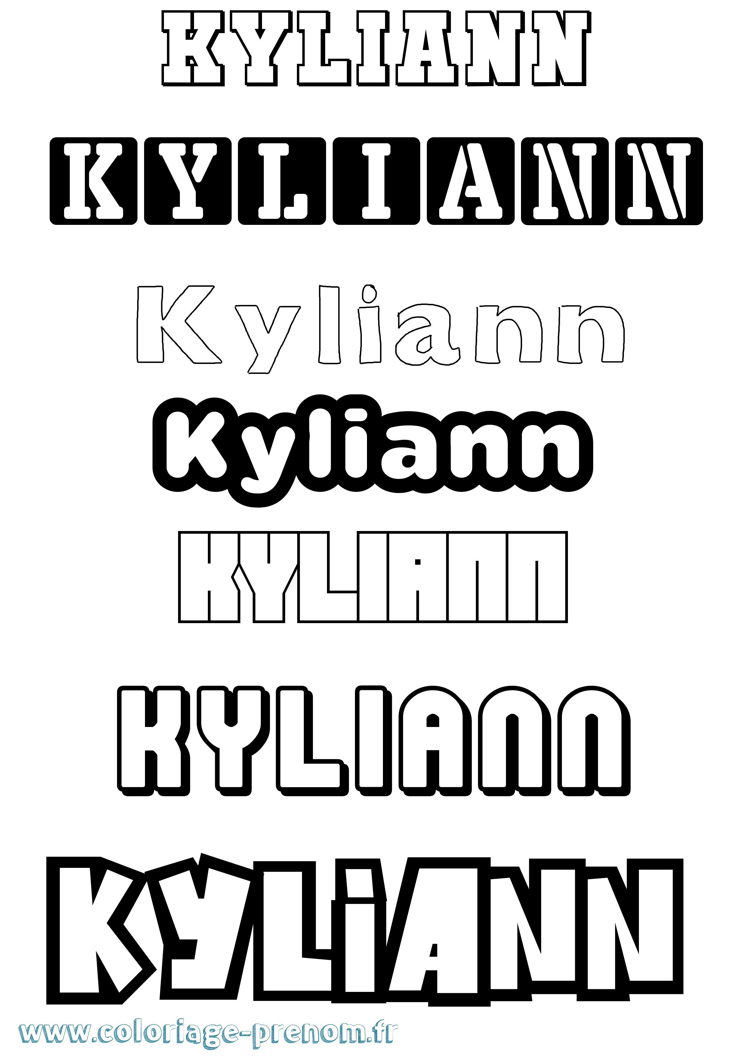 Coloriage prénom Kyliann Simple