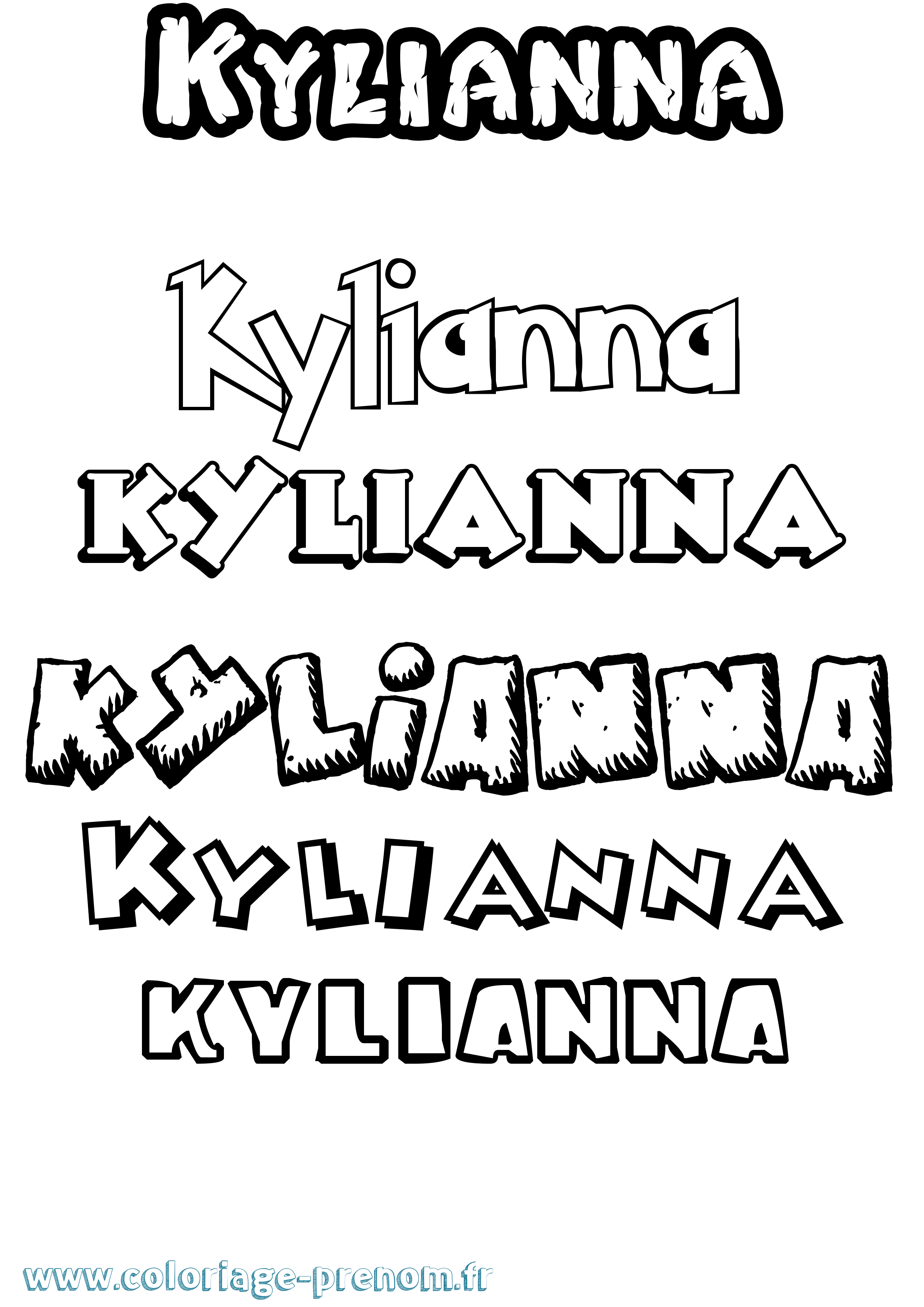 Coloriage Kylianna Dessin Animé Coloriage prénom Kylianna Dessin Animé