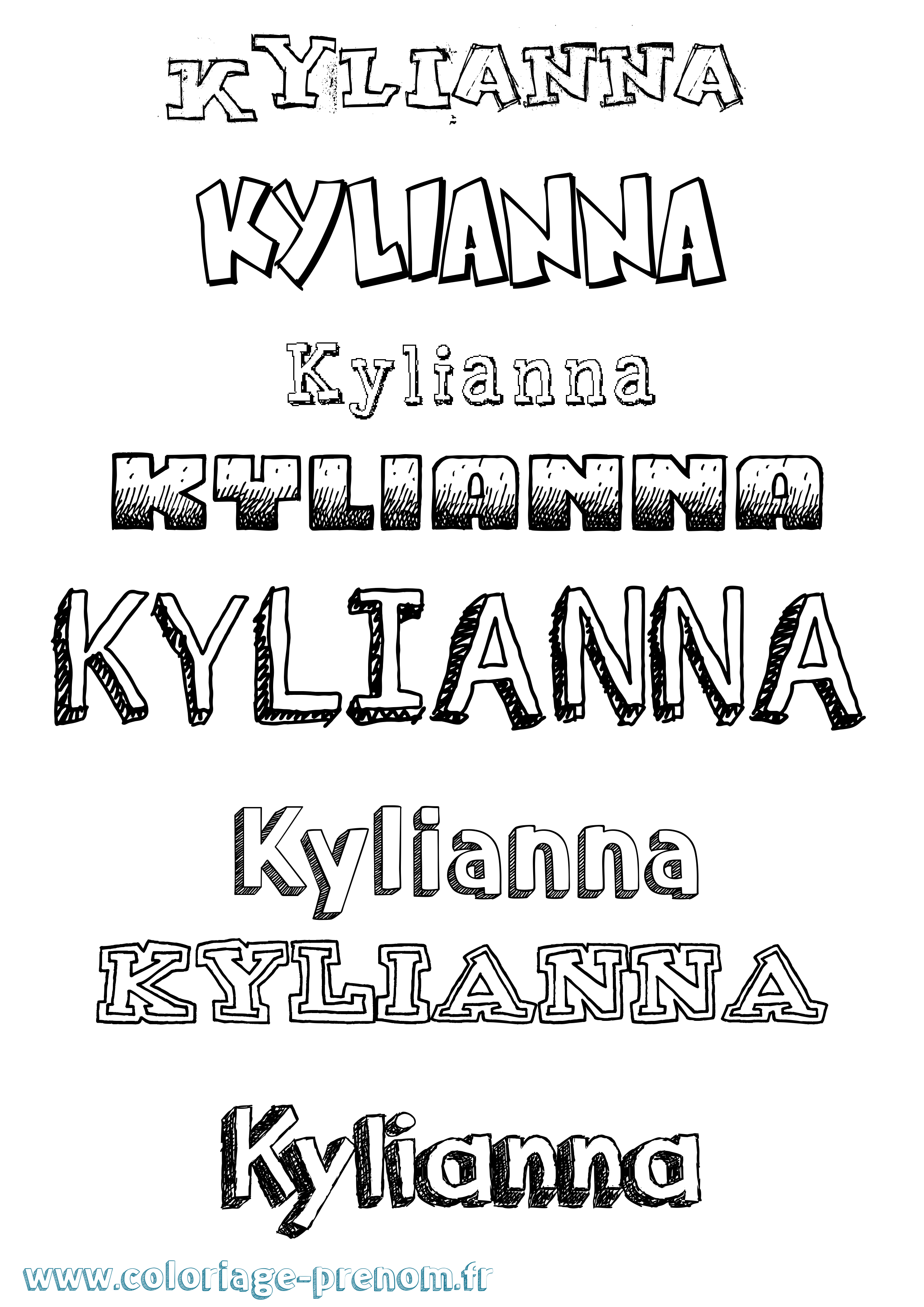 Coloriage Kylianna Dessiné Coloriage prénom Kylianna Dessiné