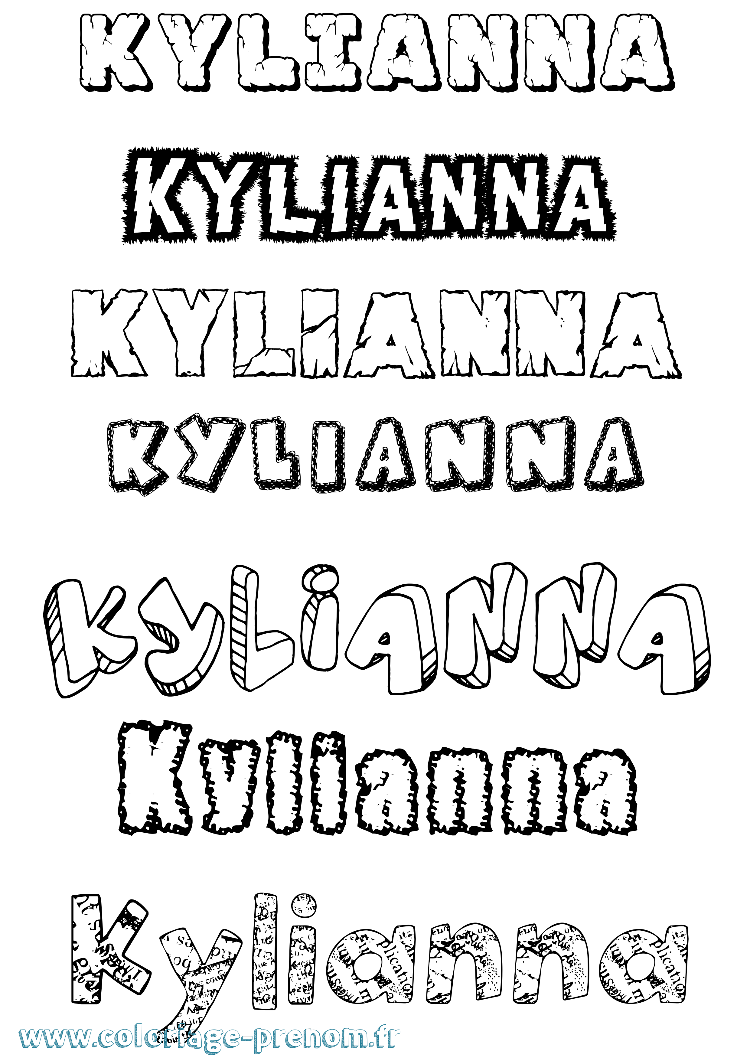 Coloriage prénom Kylianna Destructuré