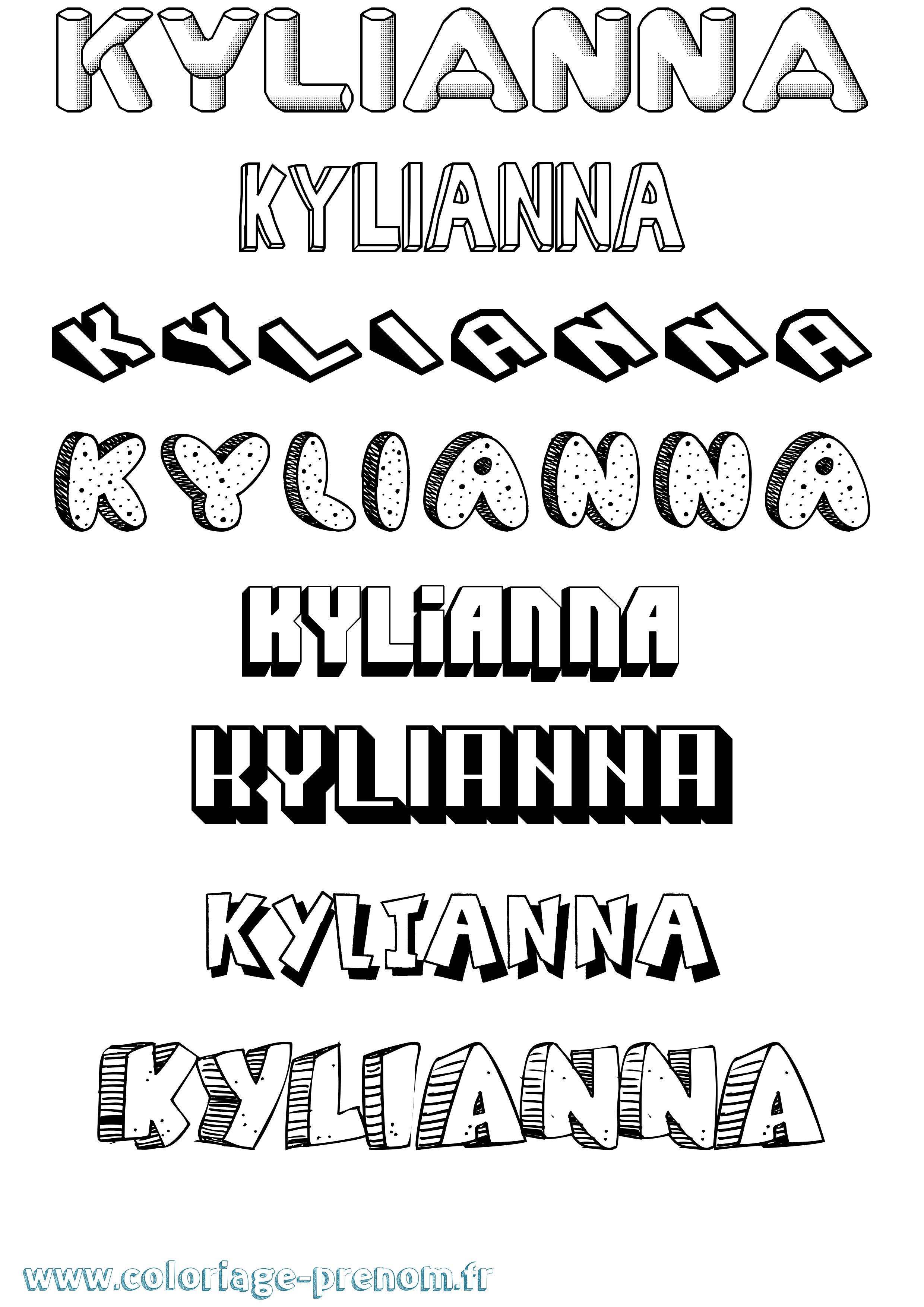 Coloriage Kylianna Effet 3D Coloriage prénom Kylianna Effet 3D