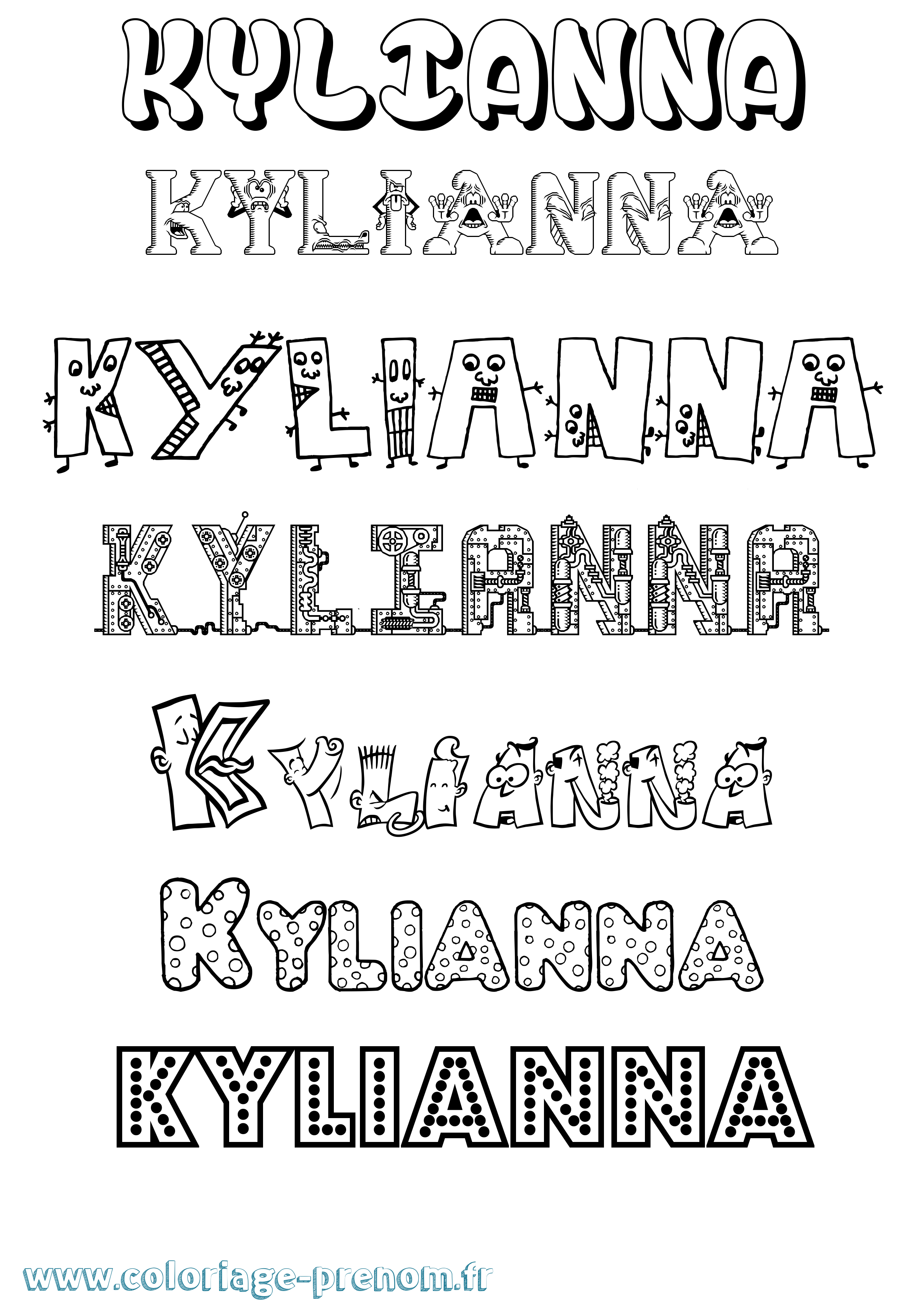 Coloriage prénom Kylianna Fun