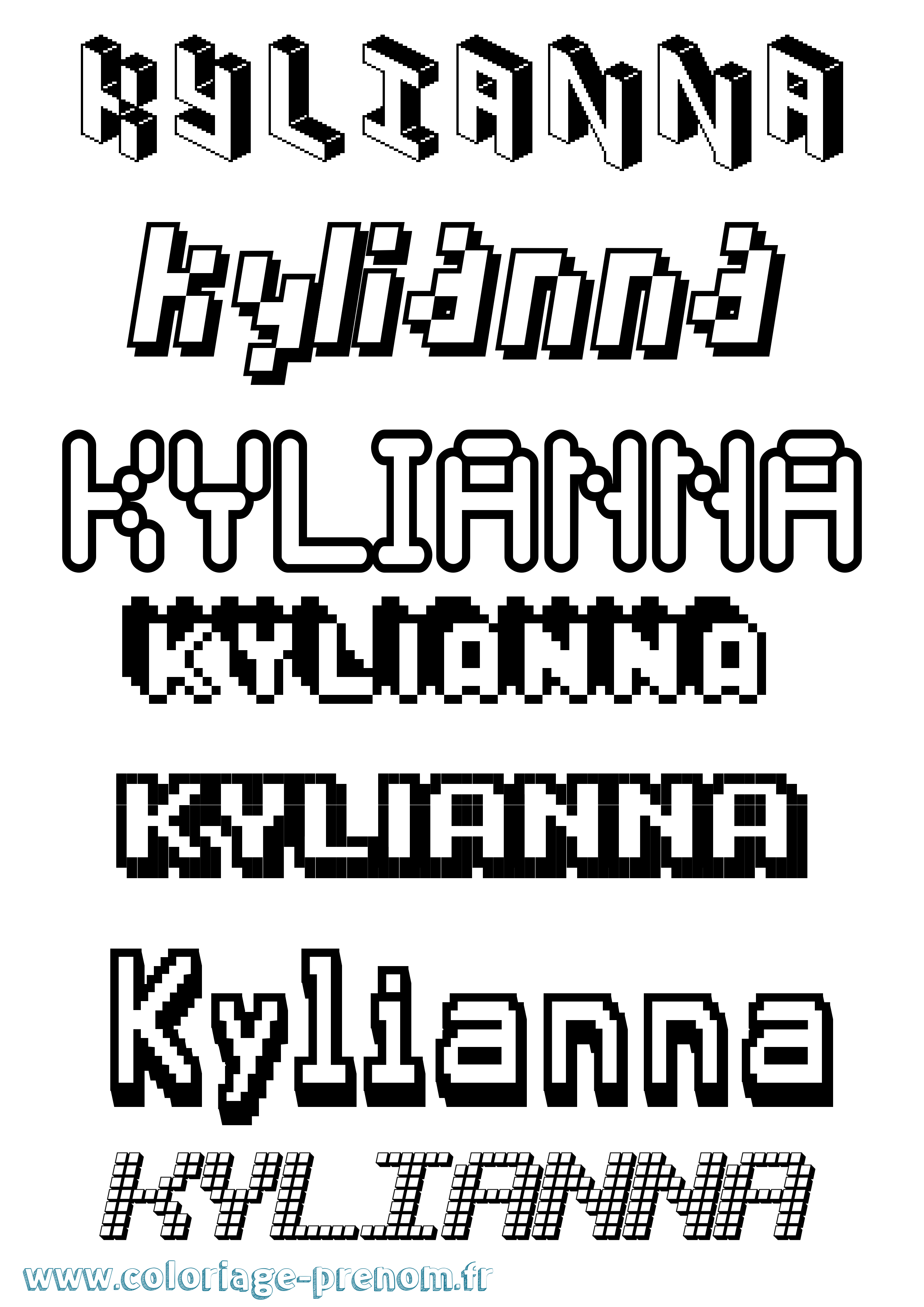 Coloriage prénom Kylianna Pixel