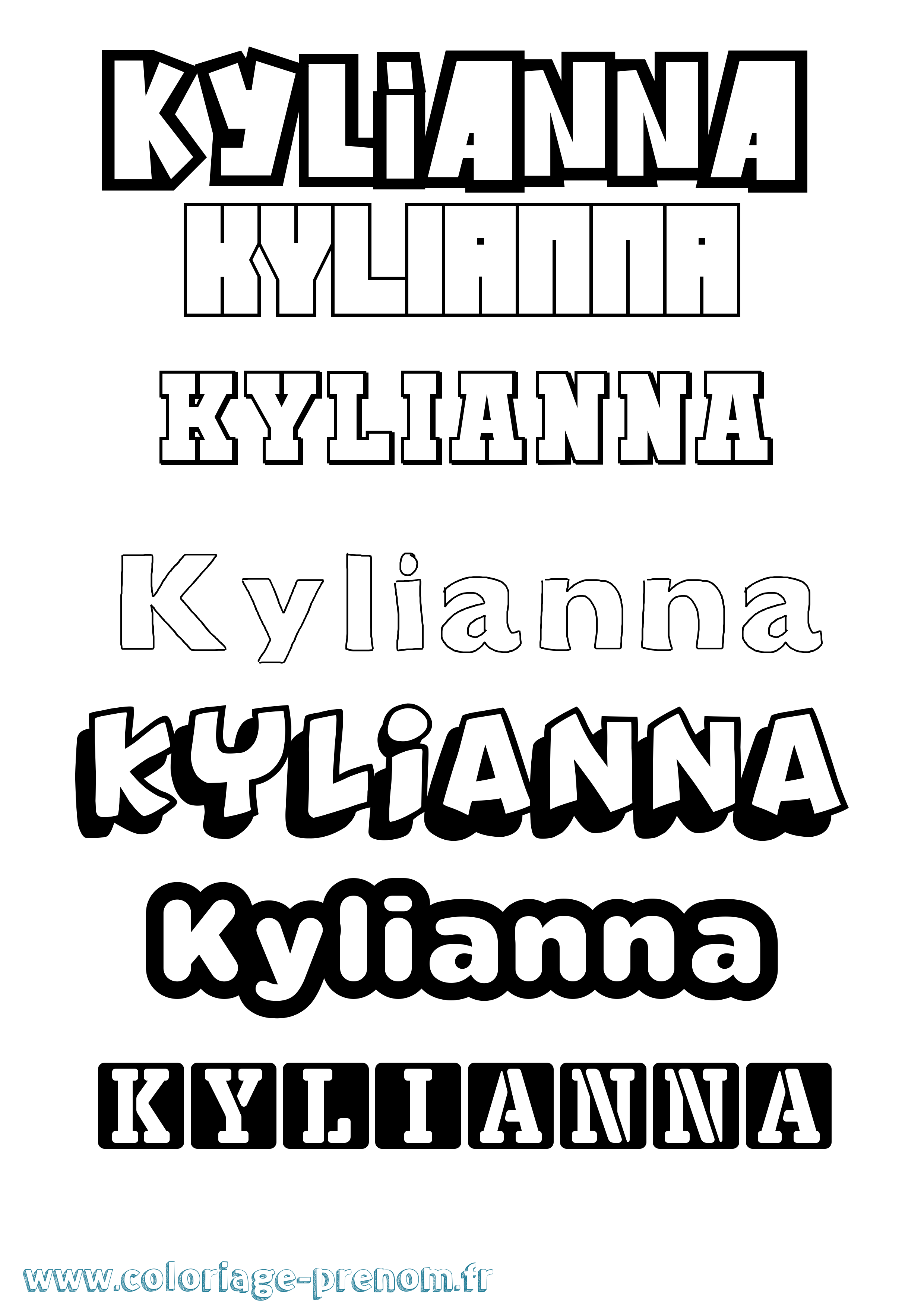 Coloriage prénom Kylianna Simple