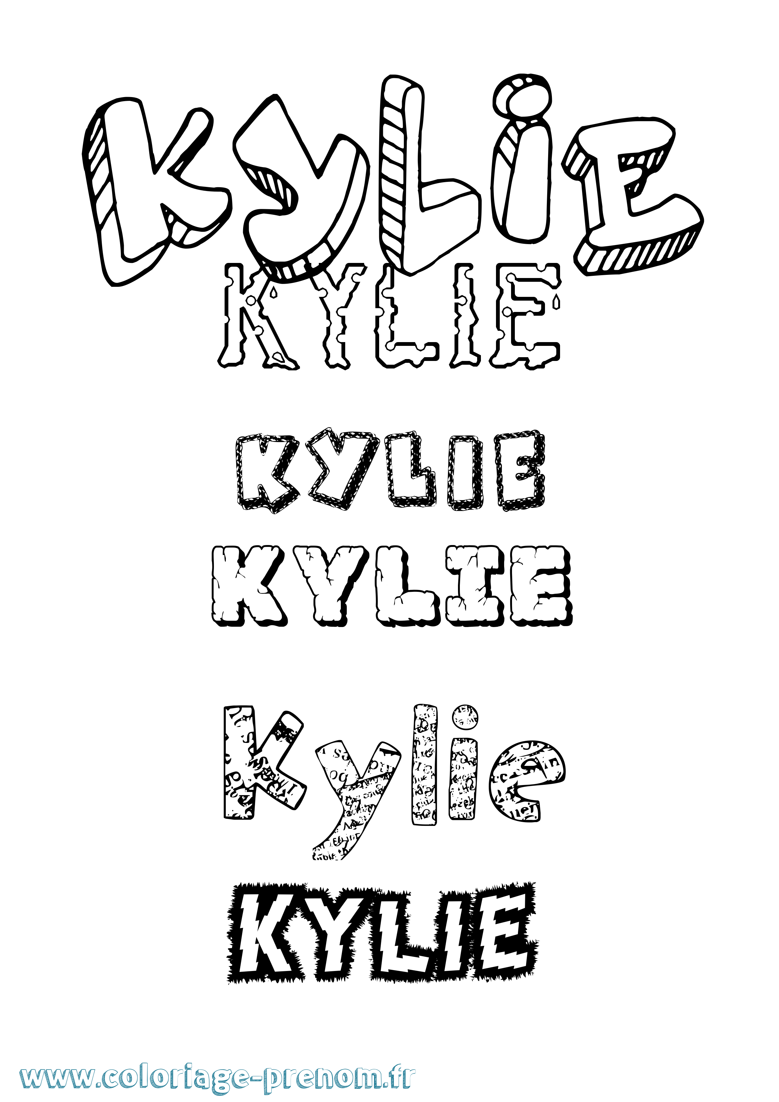 Coloriage prénom Kylie Destructuré