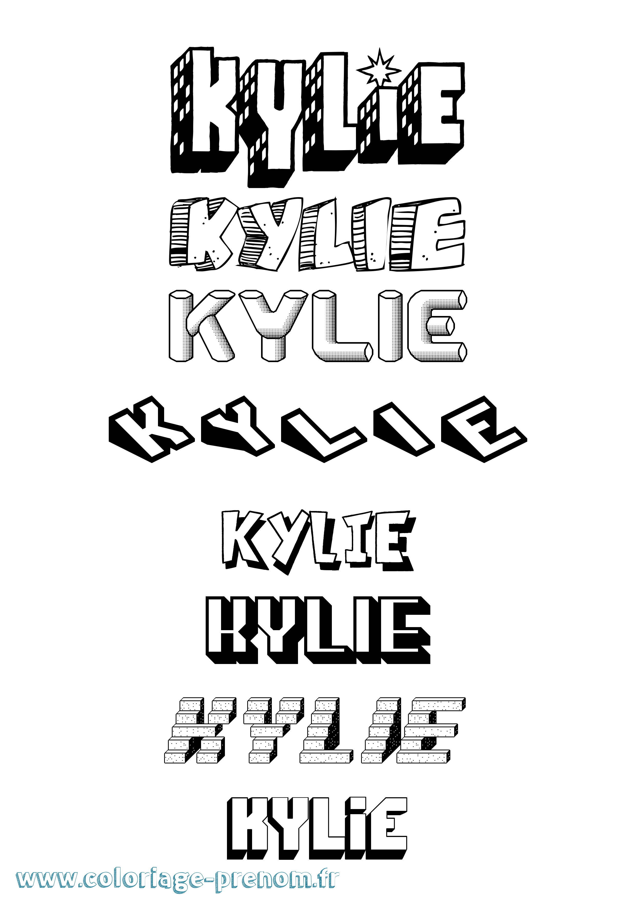 Coloriage prénom Kylie Effet 3D