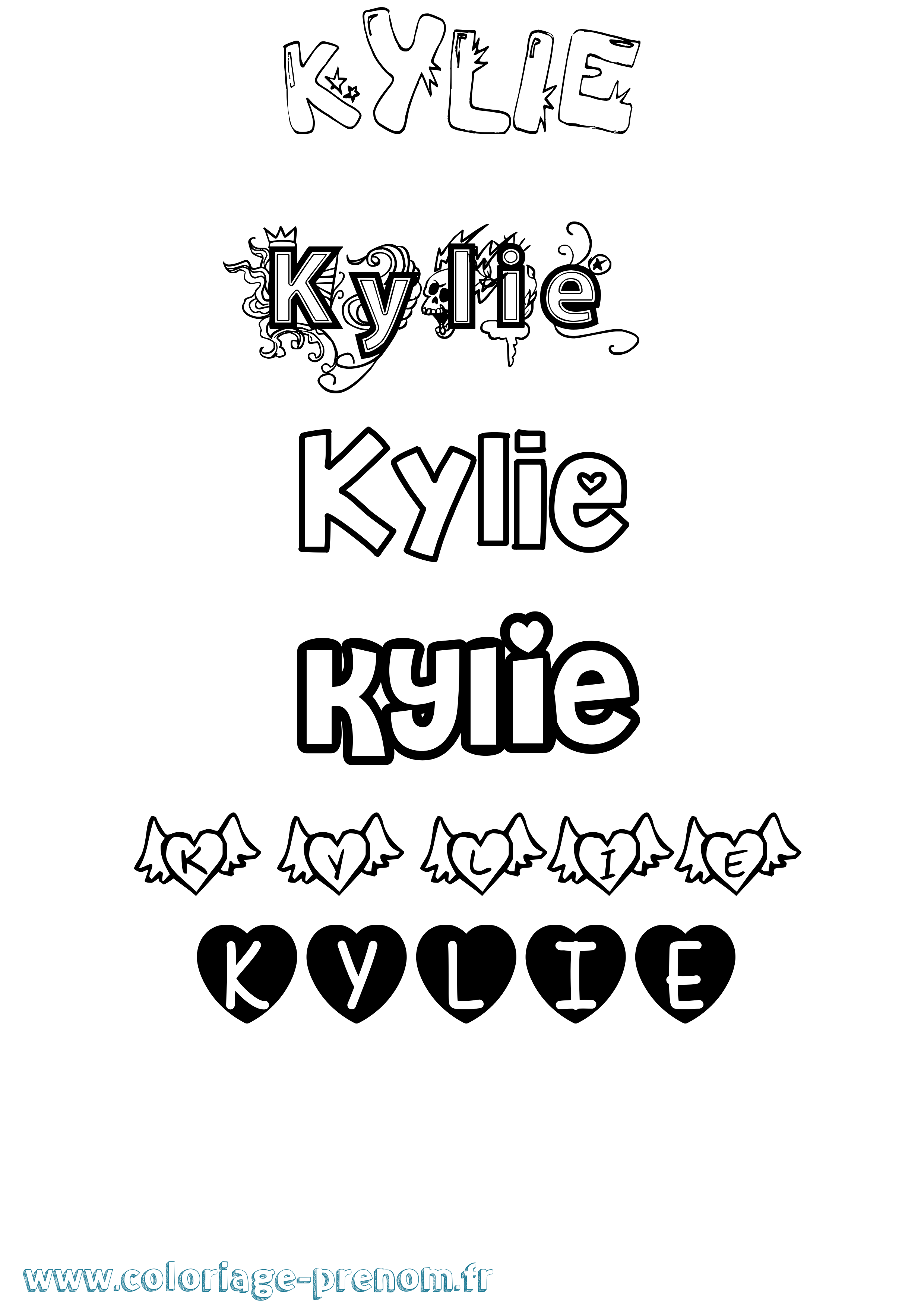 Coloriage prénom Kylie Girly