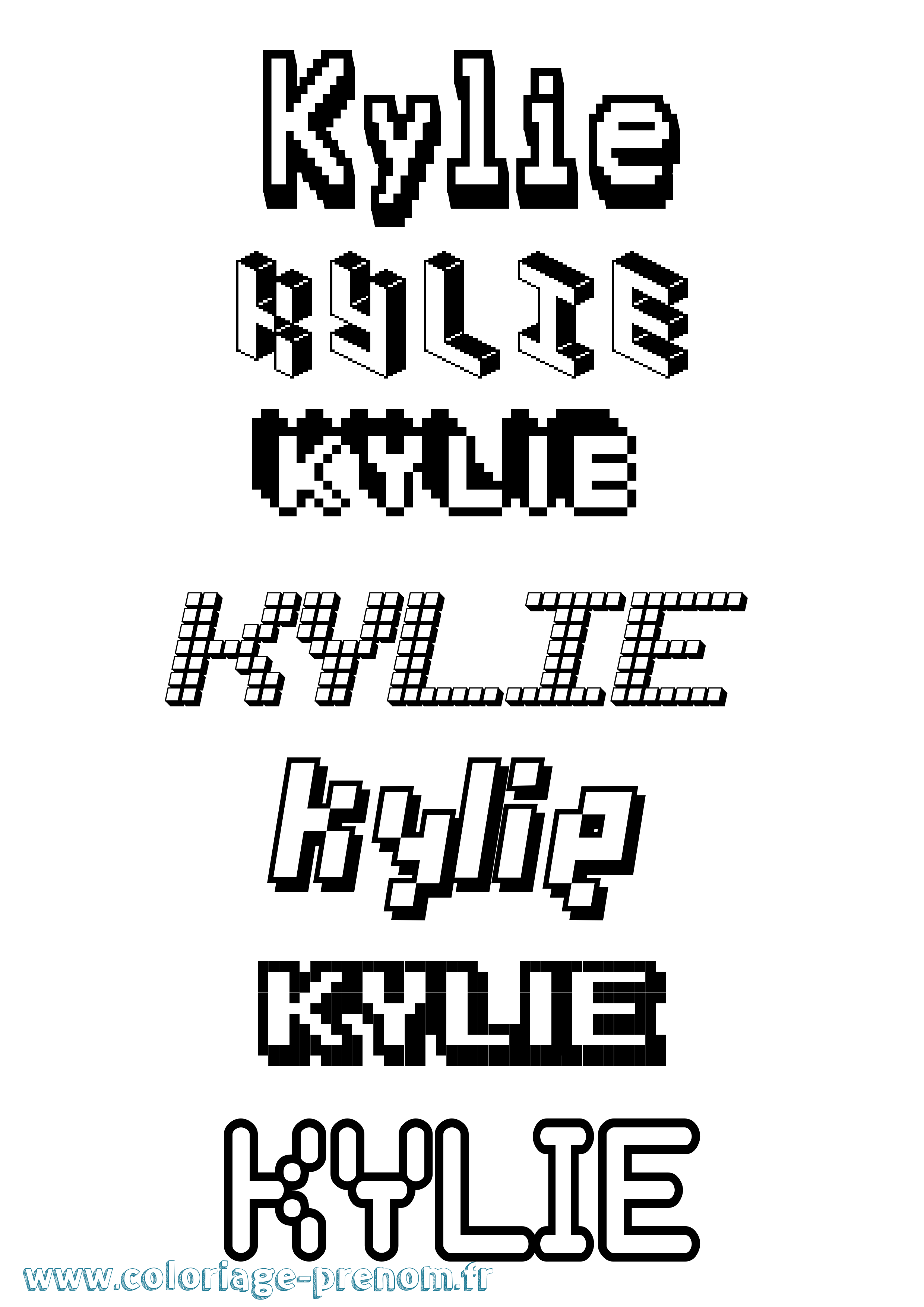 Coloriage prénom Kylie Pixel