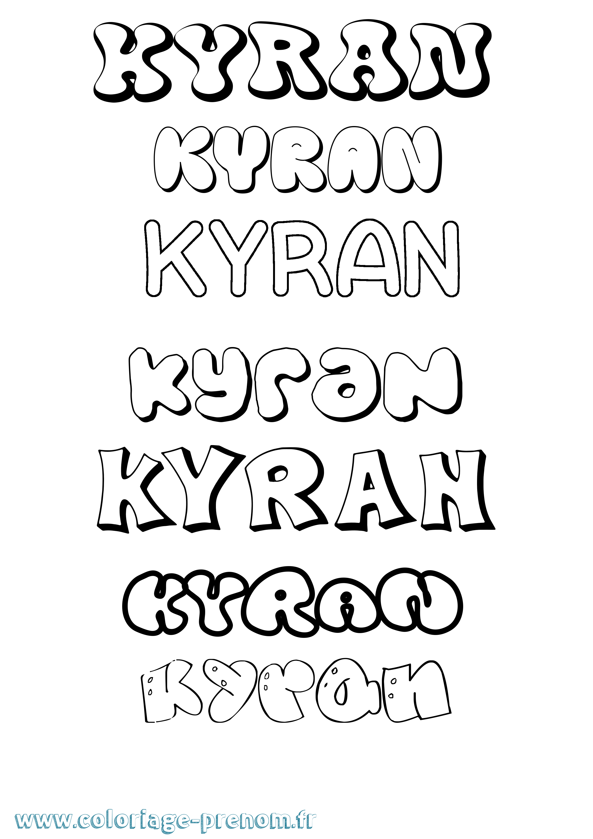 Coloriage prénom Kyran Bubble