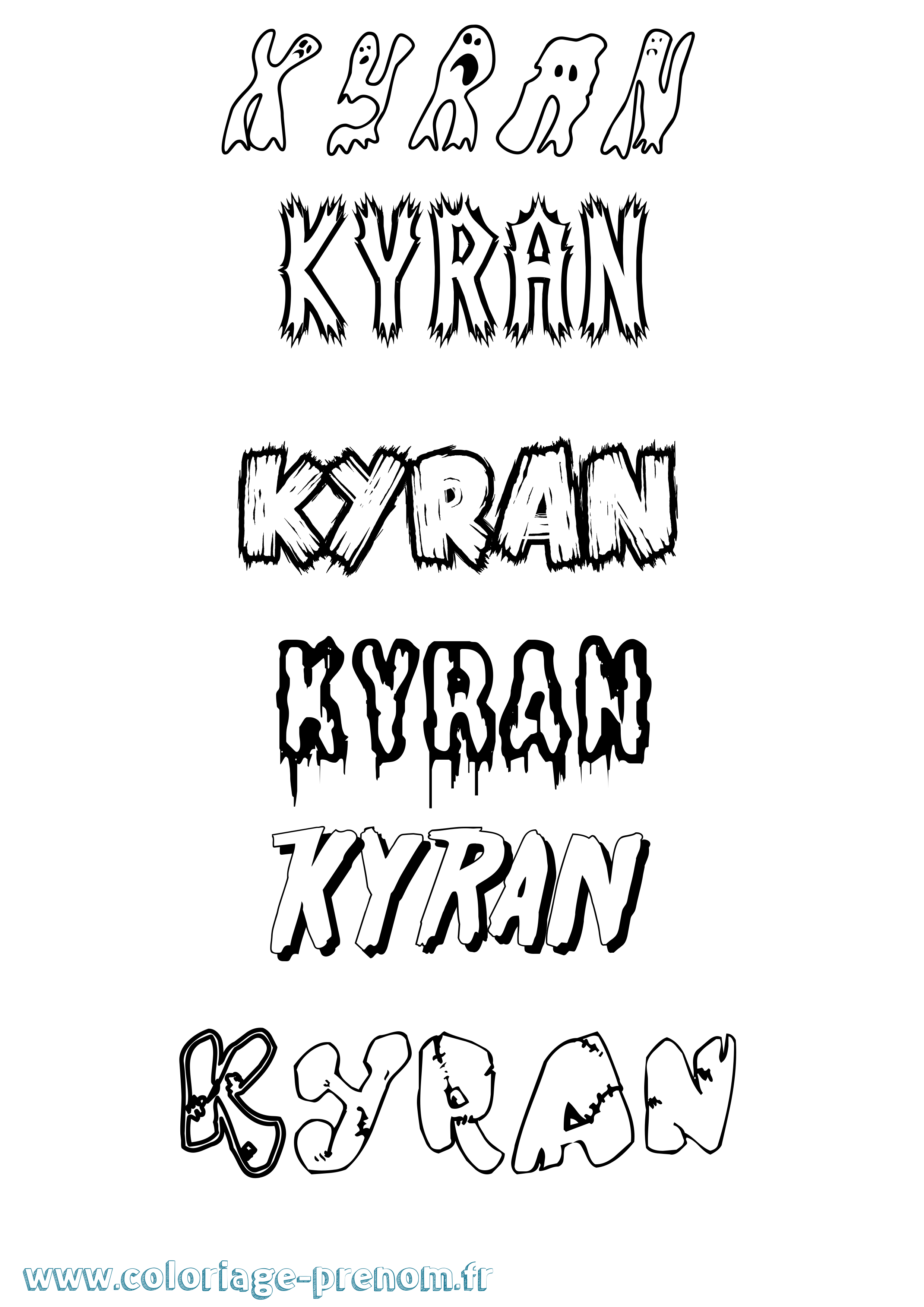 Coloriage prénom Kyran Frisson