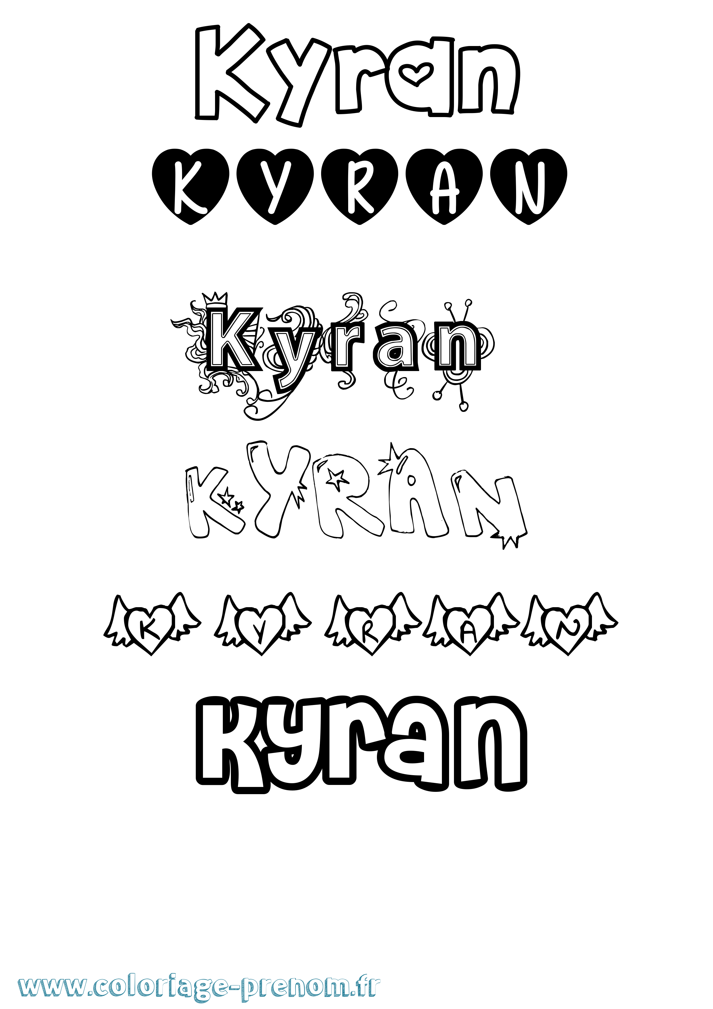 Coloriage prénom Kyran Girly