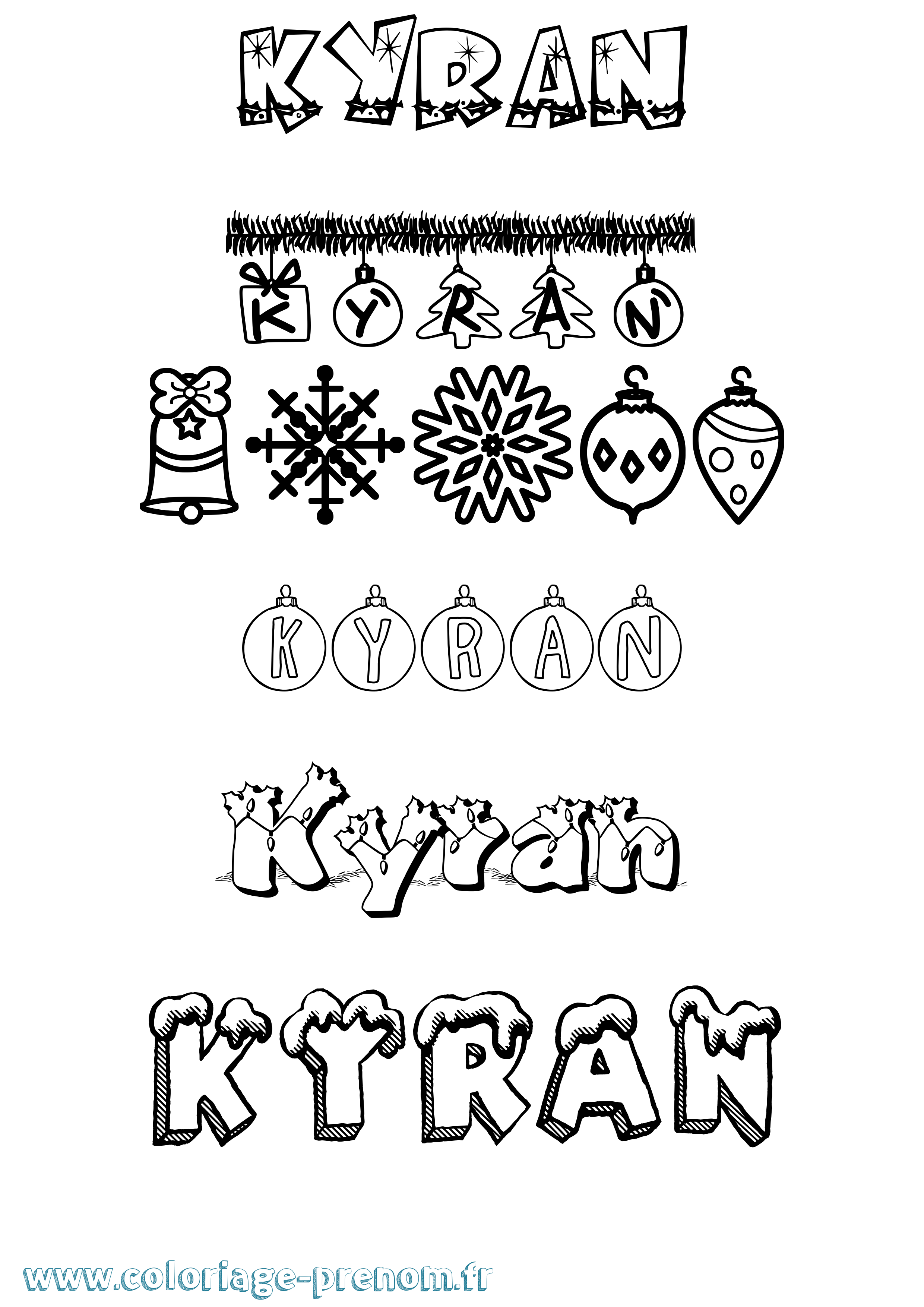 Coloriage prénom Kyran Noël