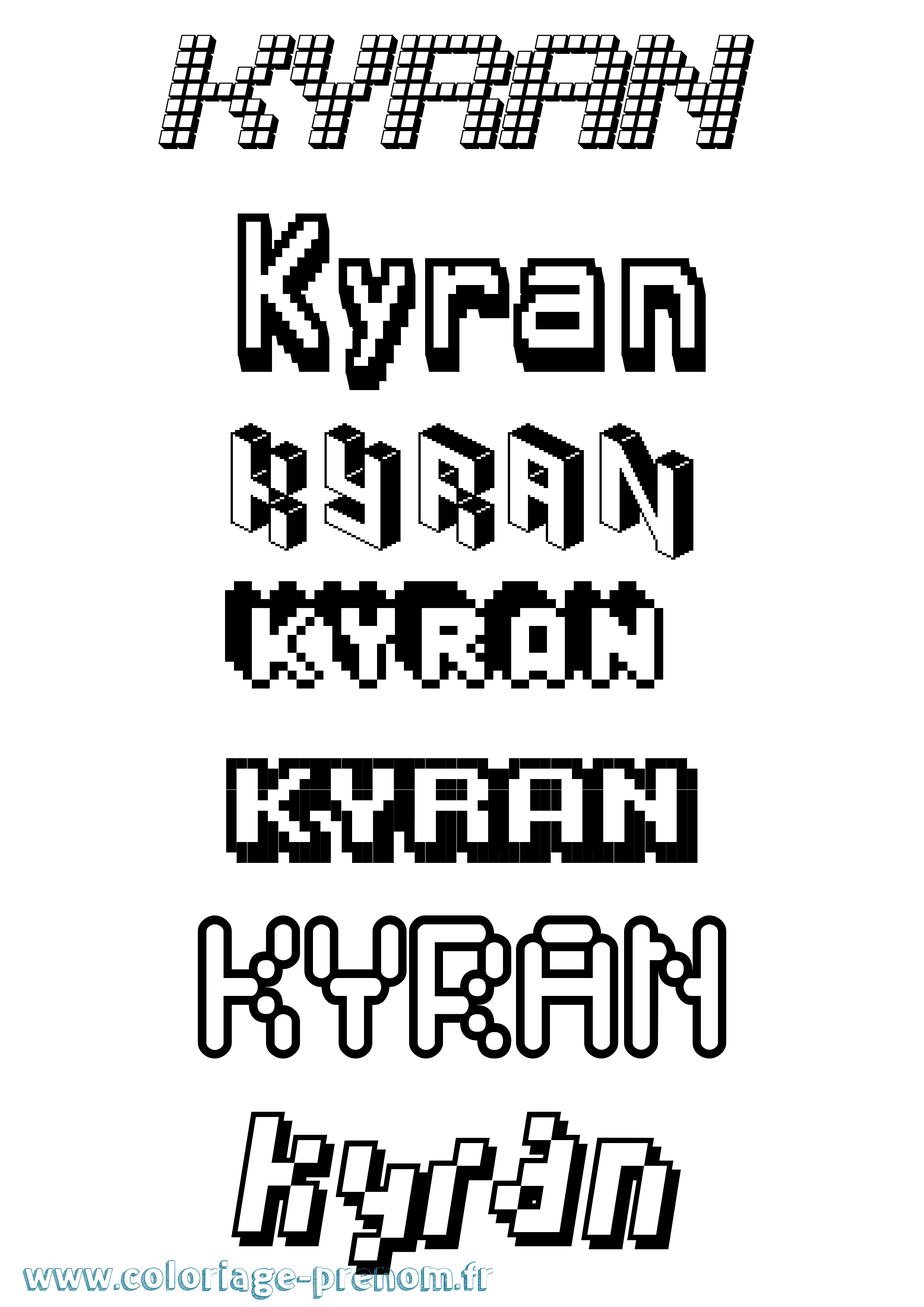 Coloriage prénom Kyran Pixel