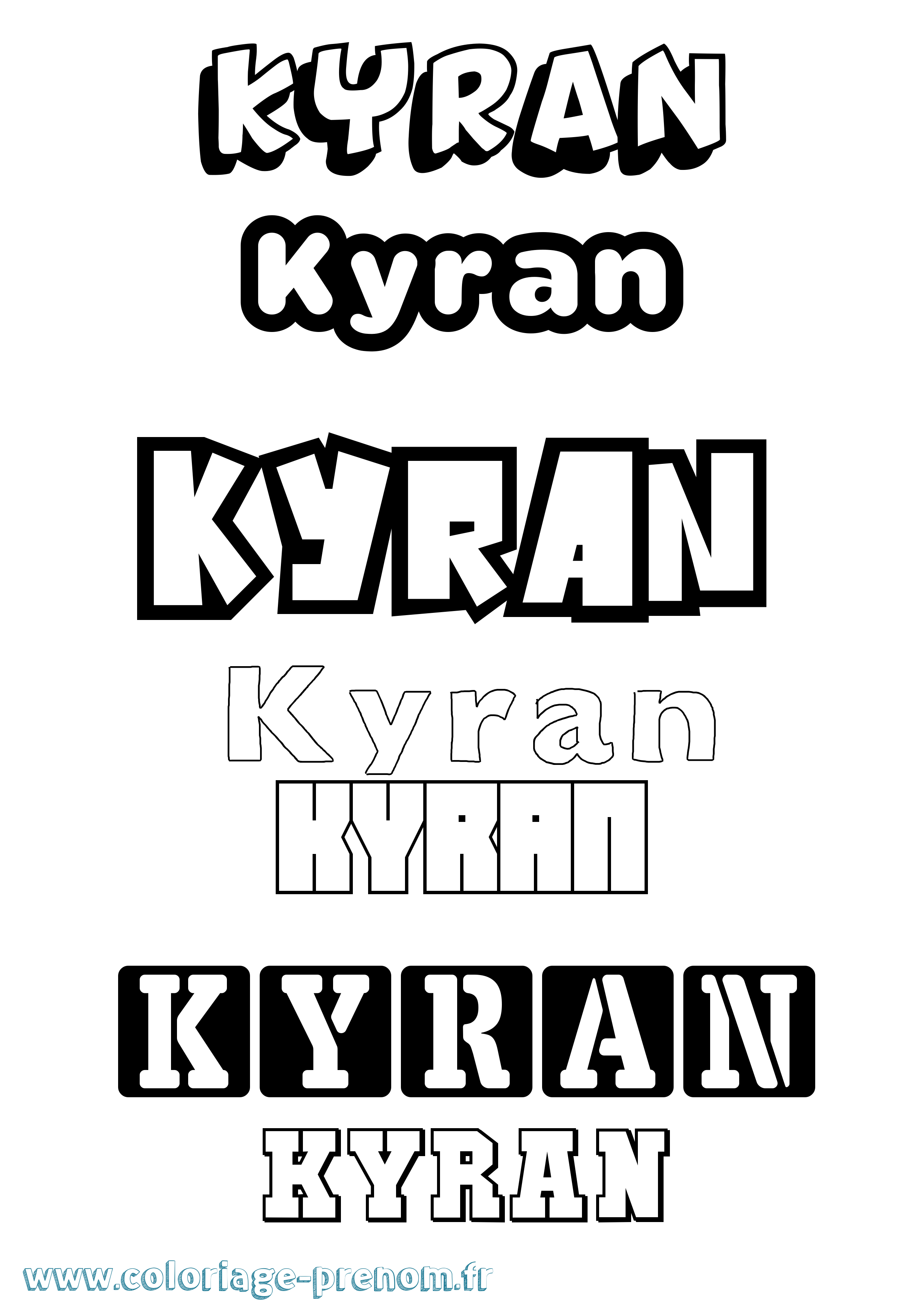 Coloriage prénom Kyran Simple