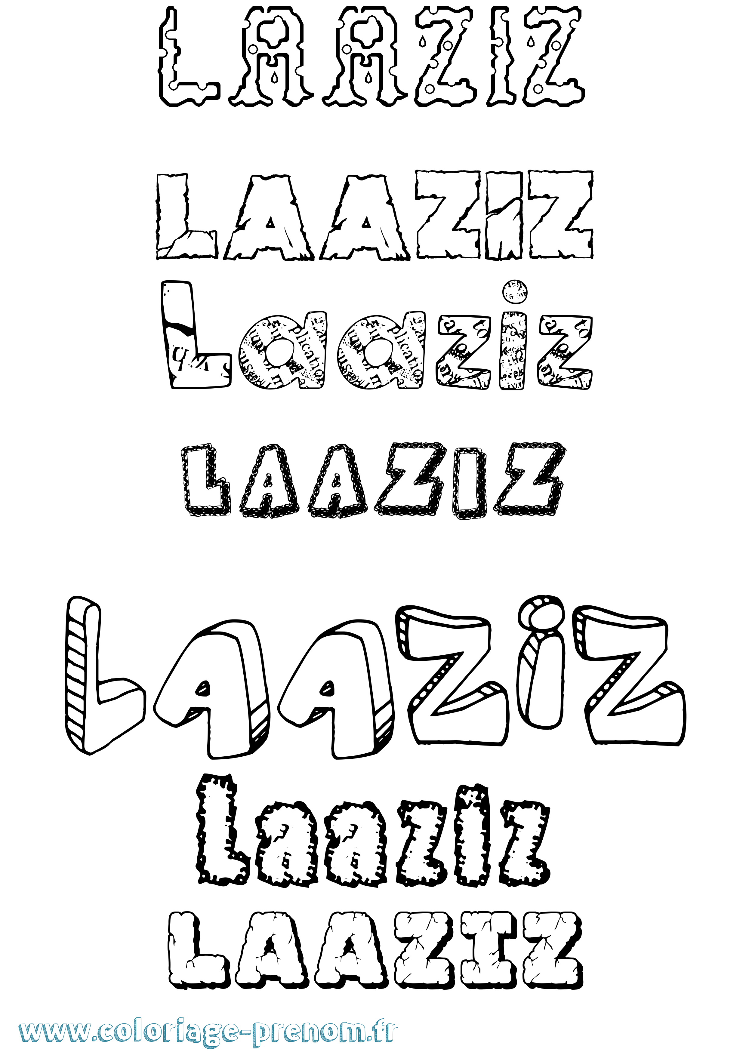 Coloriage prénom Laaziz Destructuré