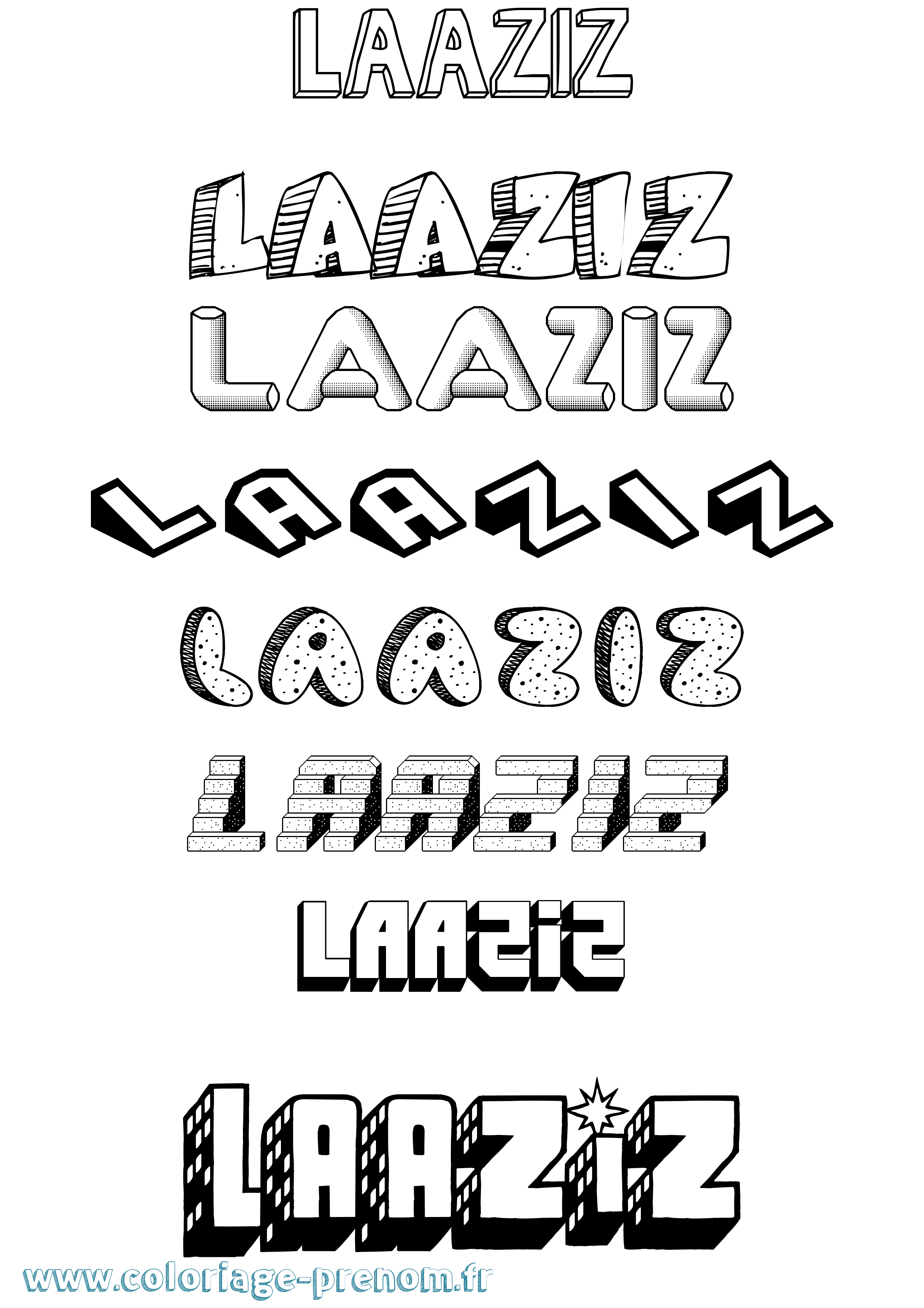 Coloriage prénom Laaziz Effet 3D