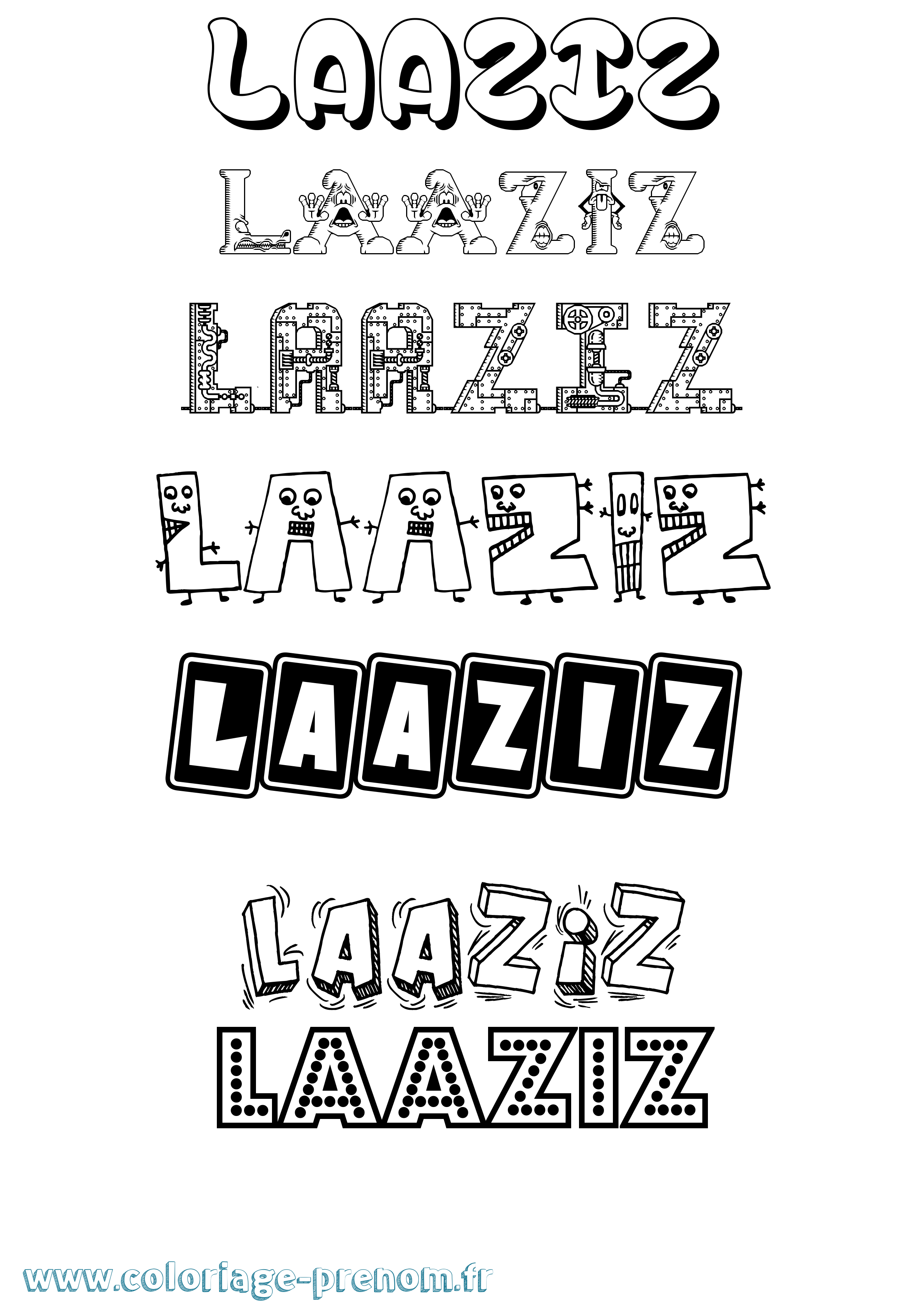 Coloriage prénom Laaziz Fun