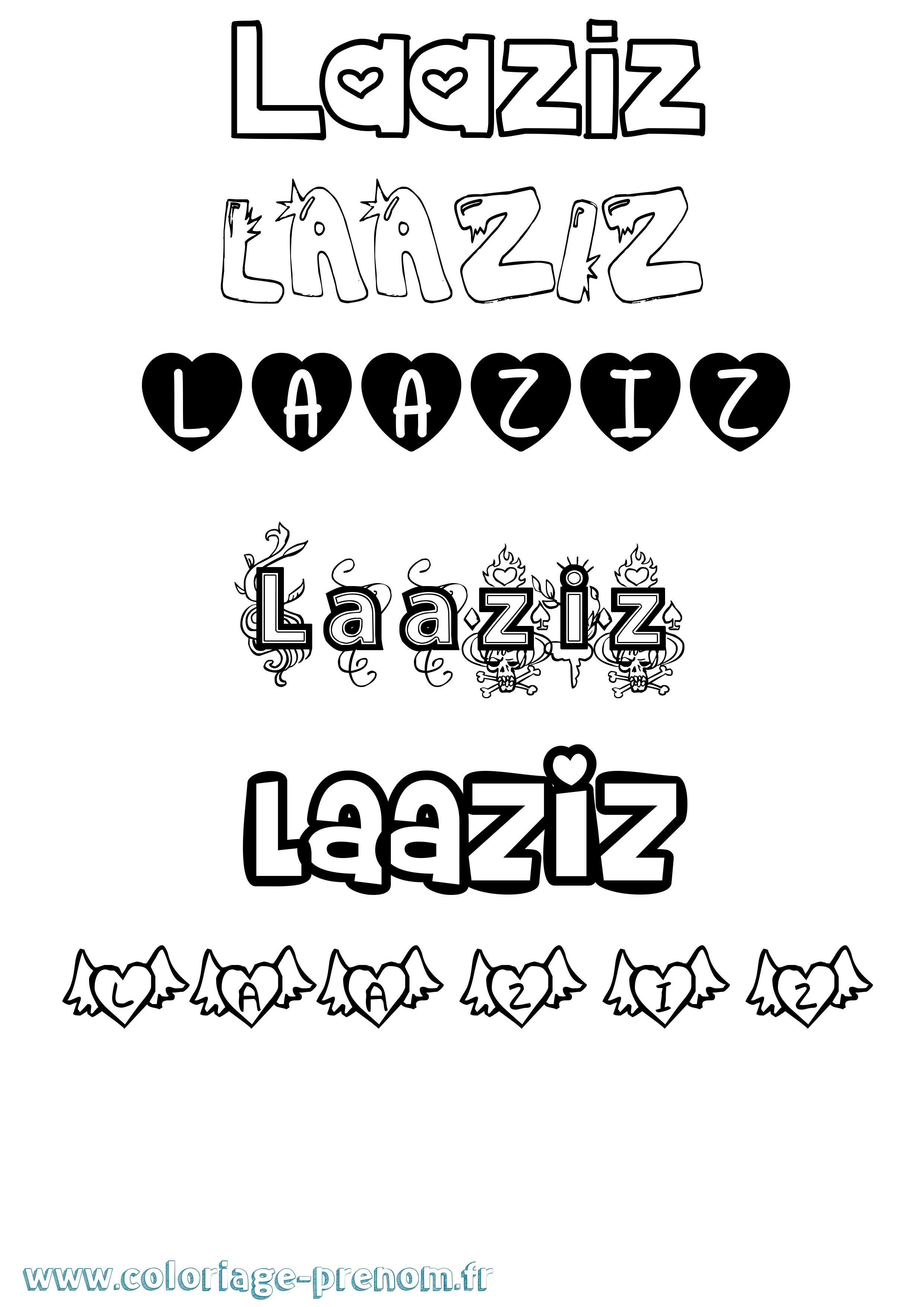 Coloriage prénom Laaziz Girly