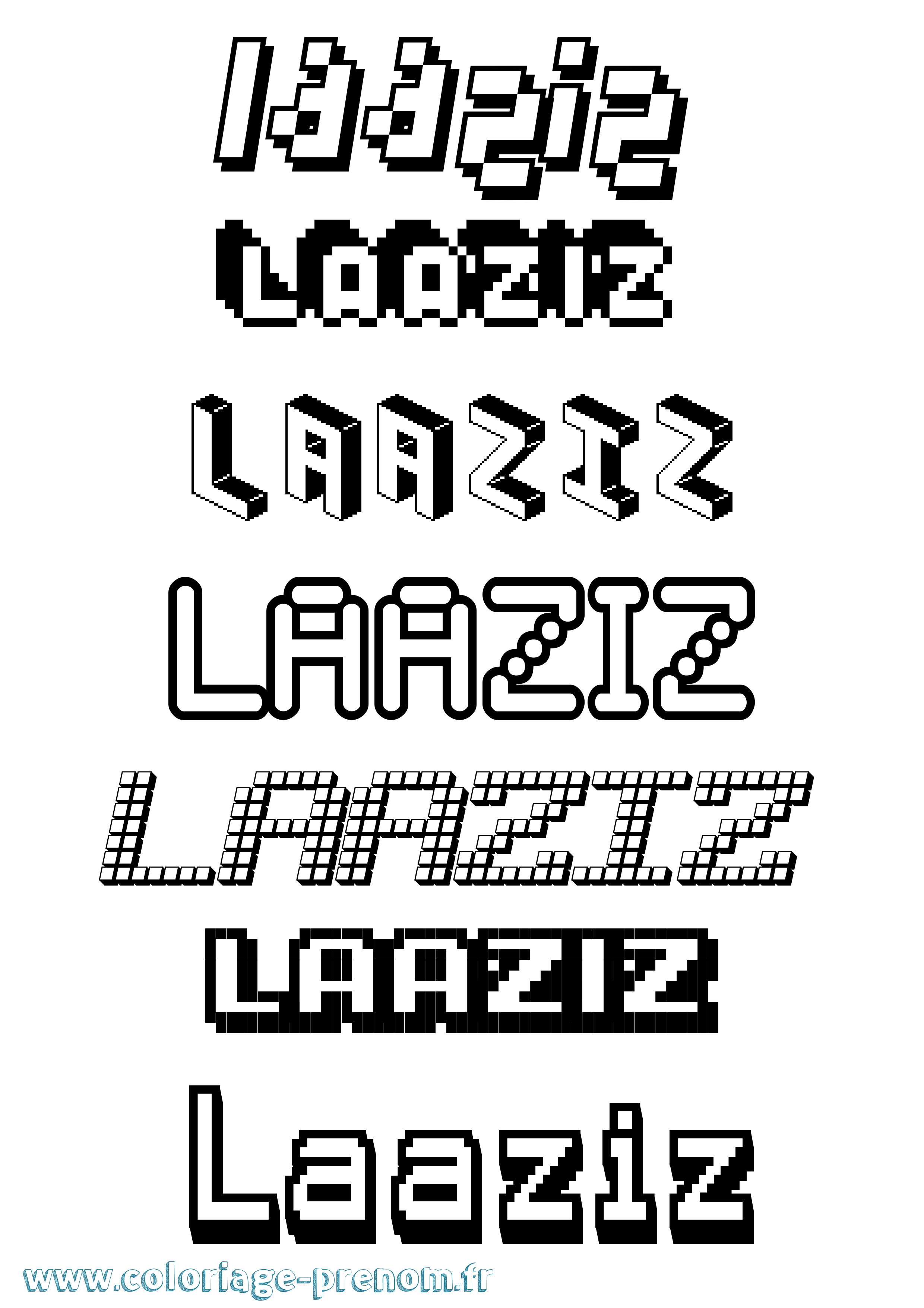Coloriage prénom Laaziz Pixel