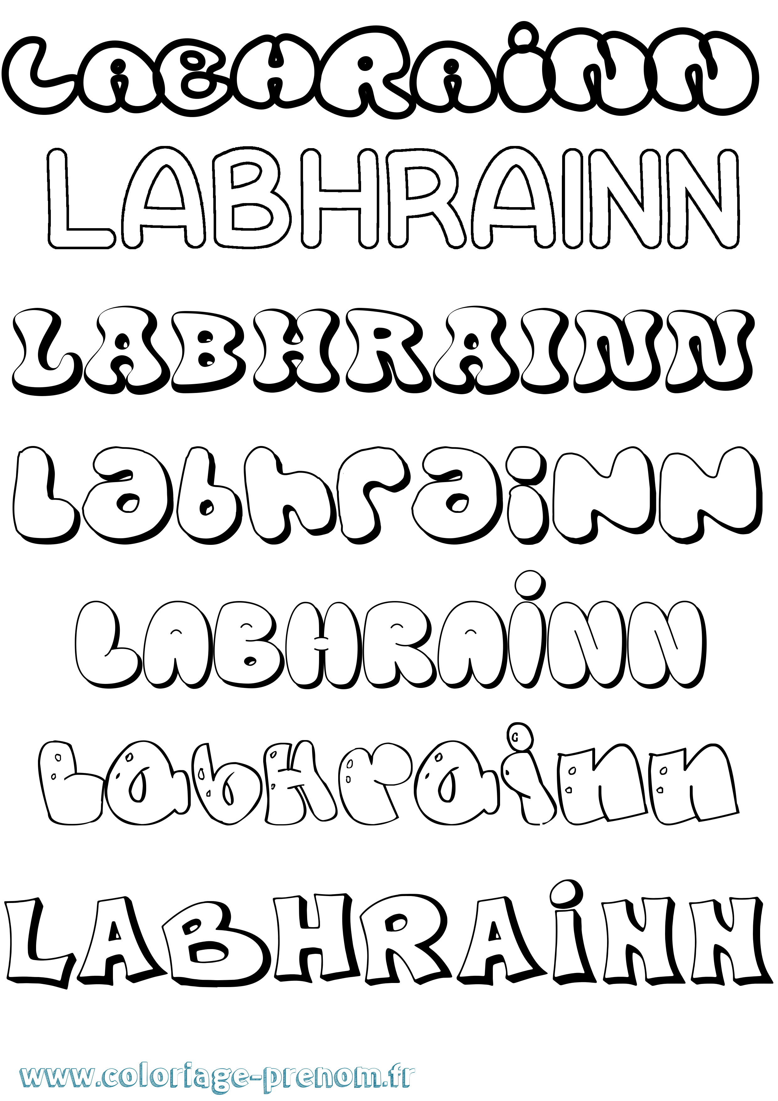Coloriage Labhrainn Bubble Coloriage prénom Labhrainn Bubble
