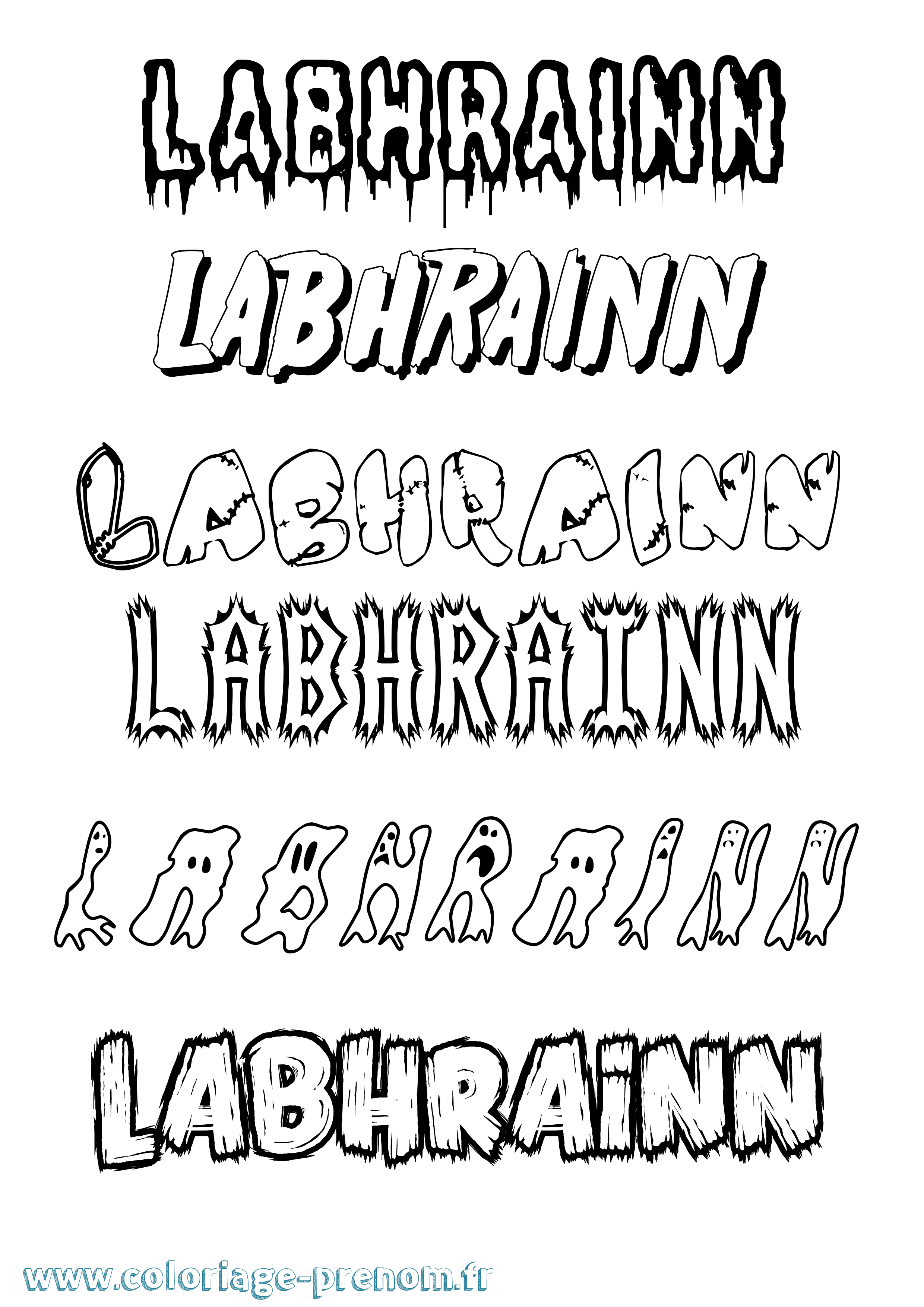 Coloriage prénom Labhrainn Frisson
