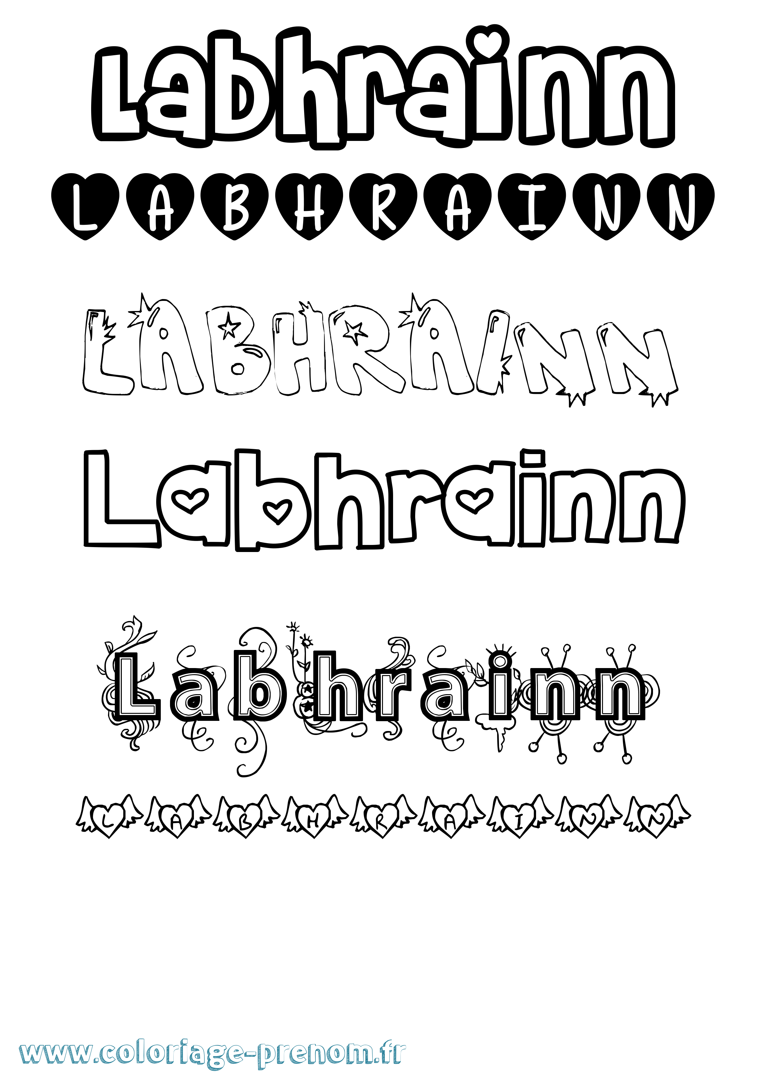 Coloriage Labhrainn Girly Coloriage prénom Labhrainn Girly
