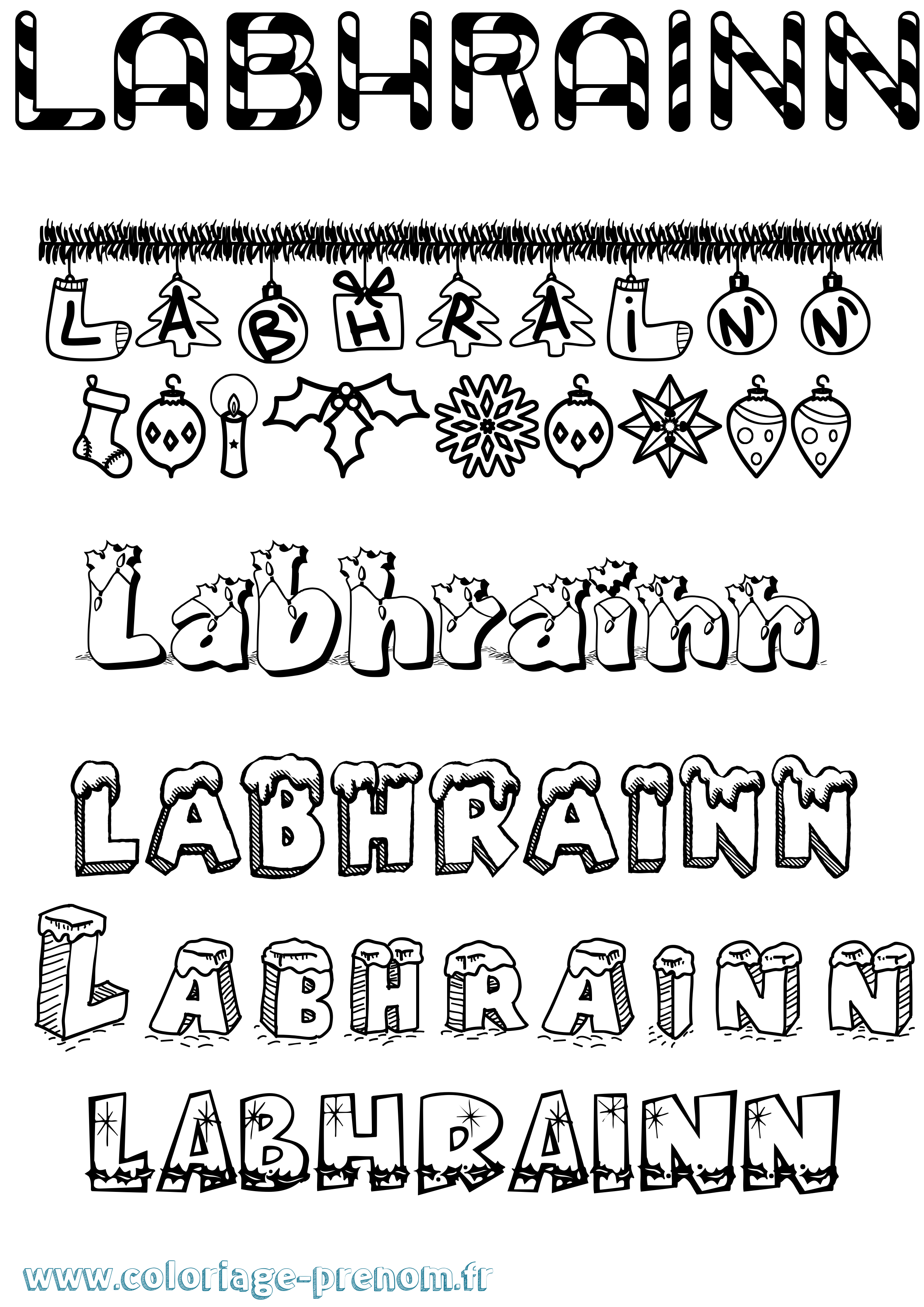 Coloriage Labhrainn Noël Coloriage prénom Labhrainn Noël