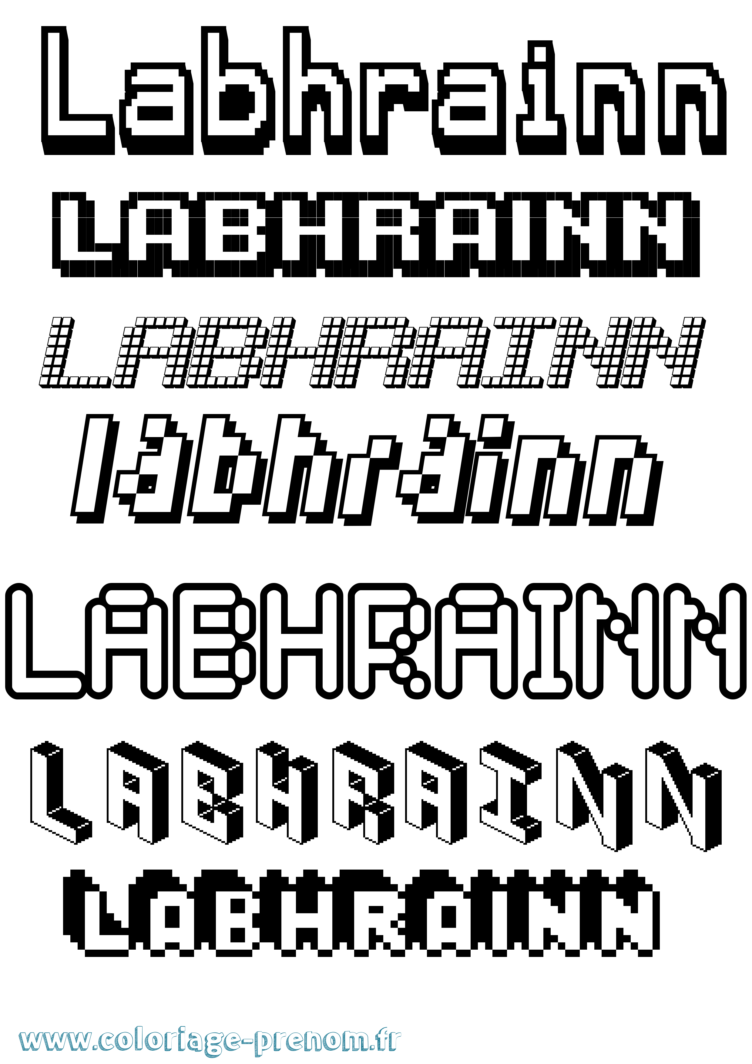 Coloriage prénom Labhrainn Pixel