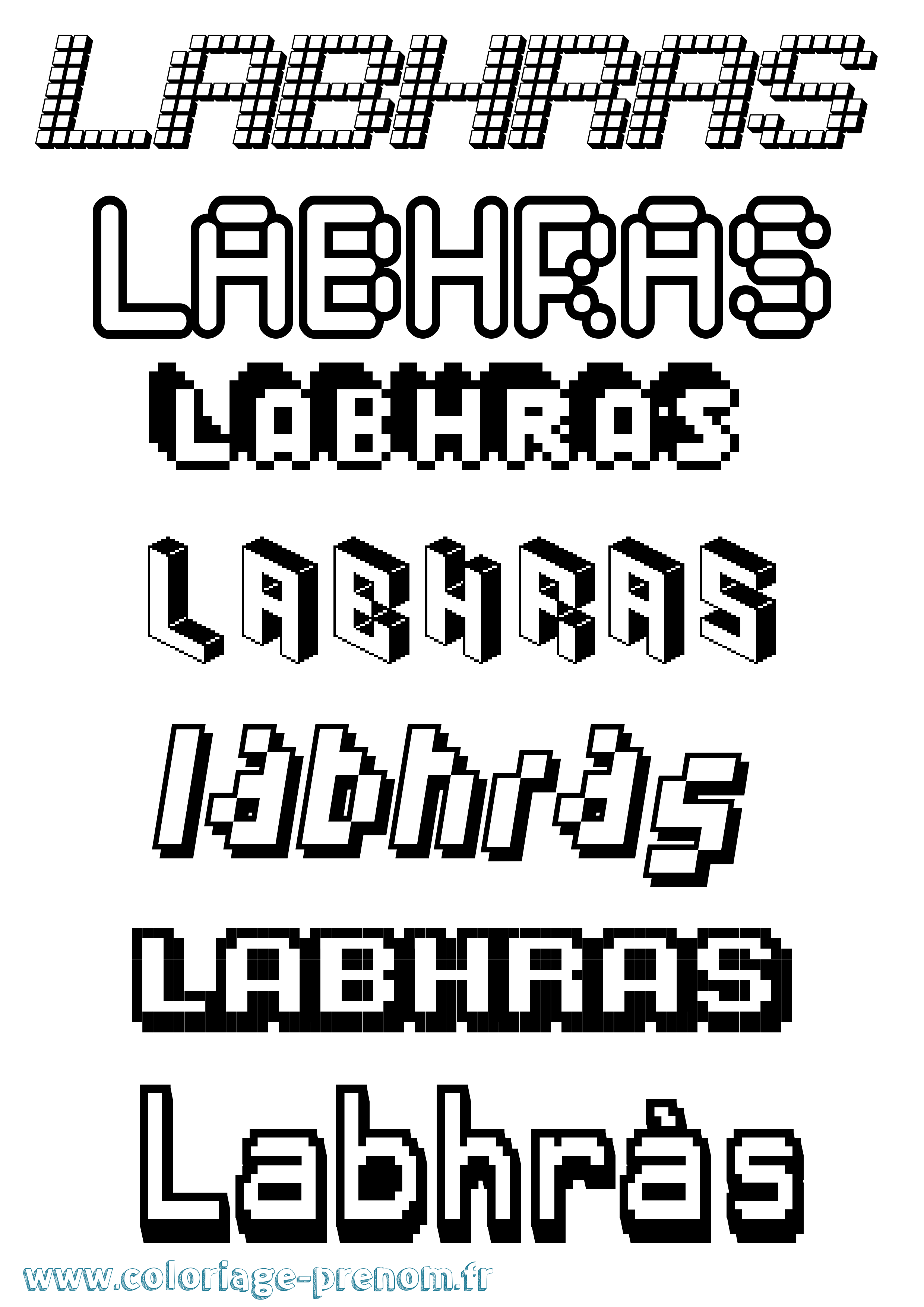 Coloriage prénom Labhrás Pixel