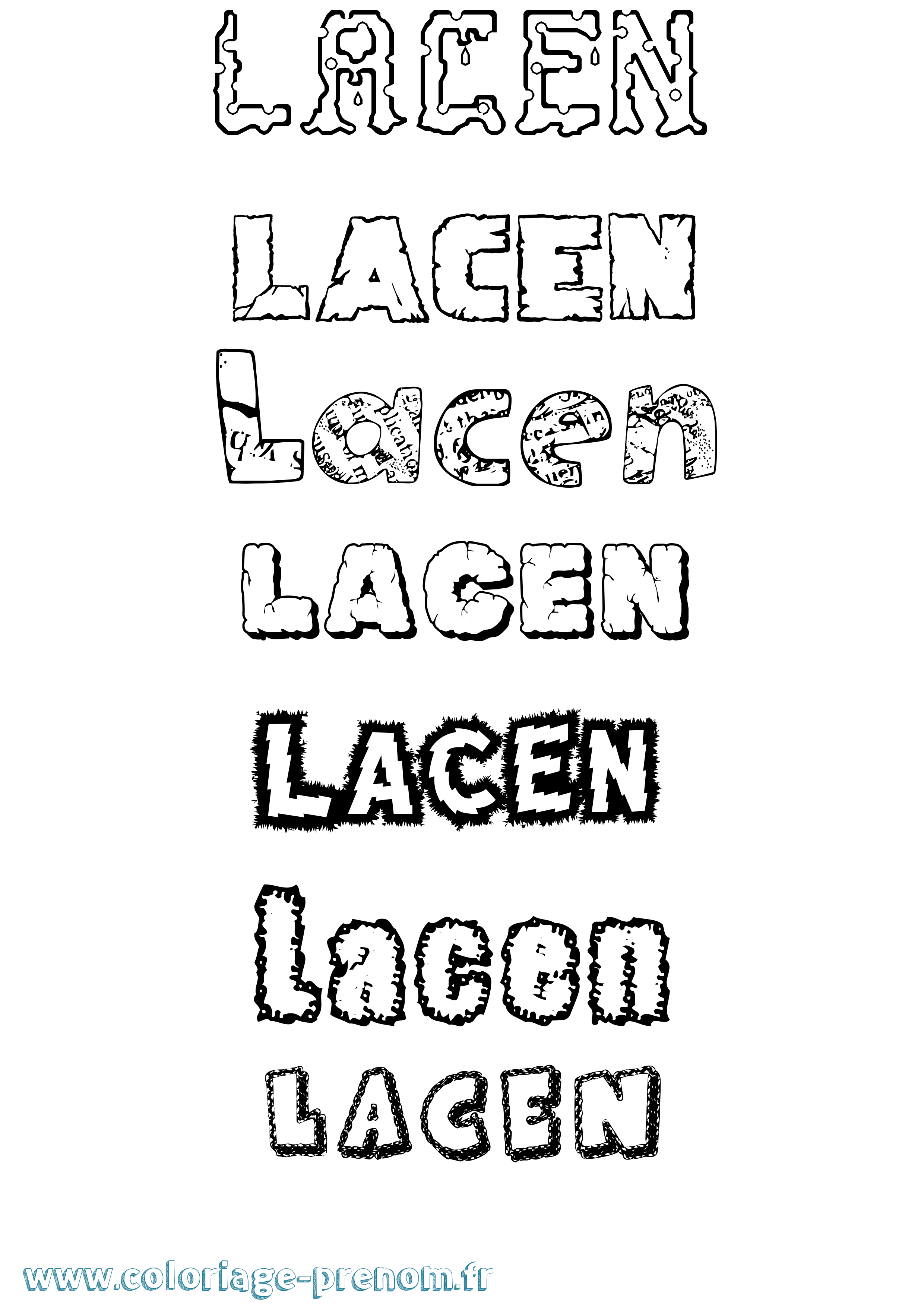 Coloriage Lacen Destructuré Coloriage prénom Lacen Destructuré