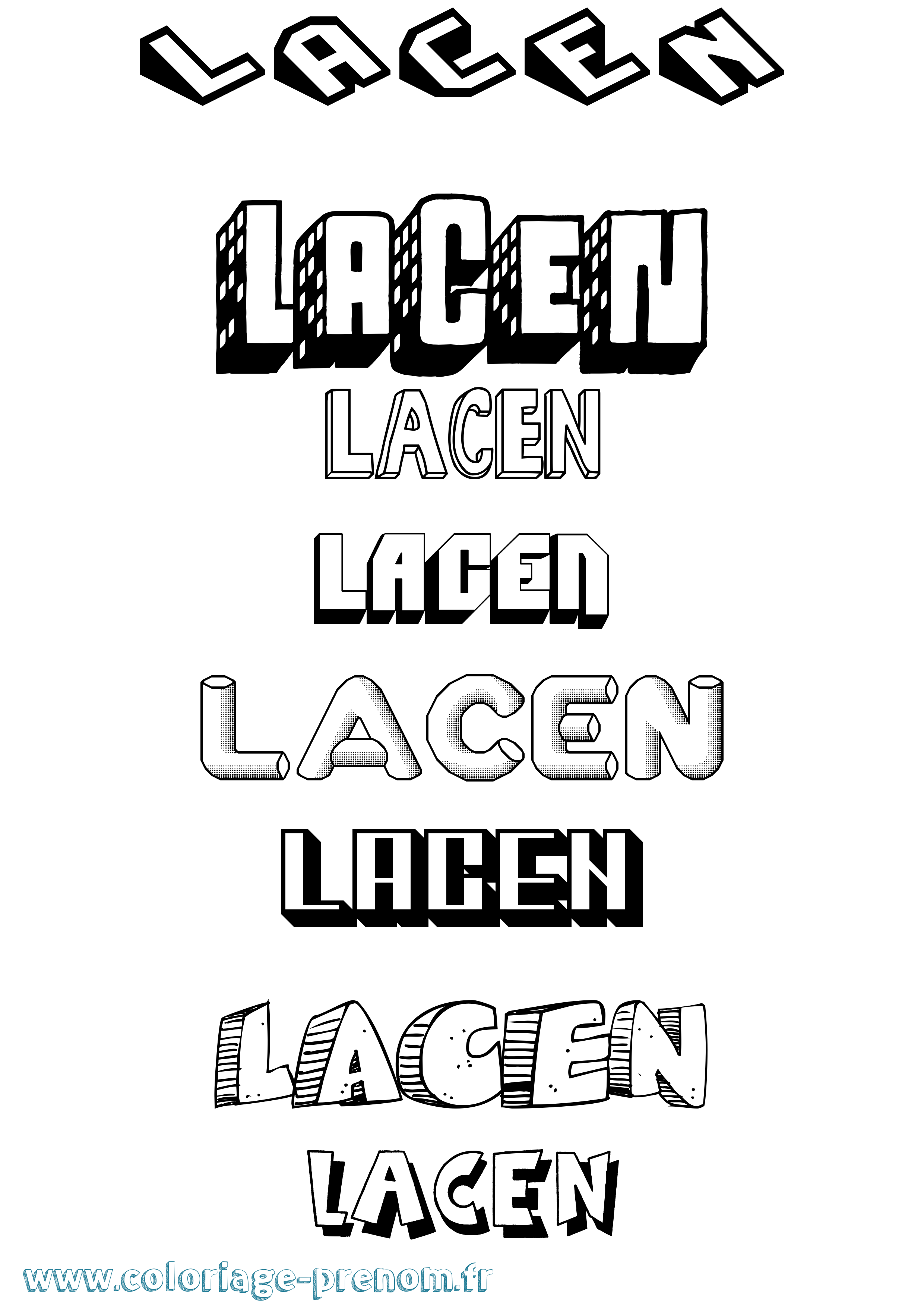Coloriage Lacen Effet 3D Coloriage prénom Lacen Effet 3D