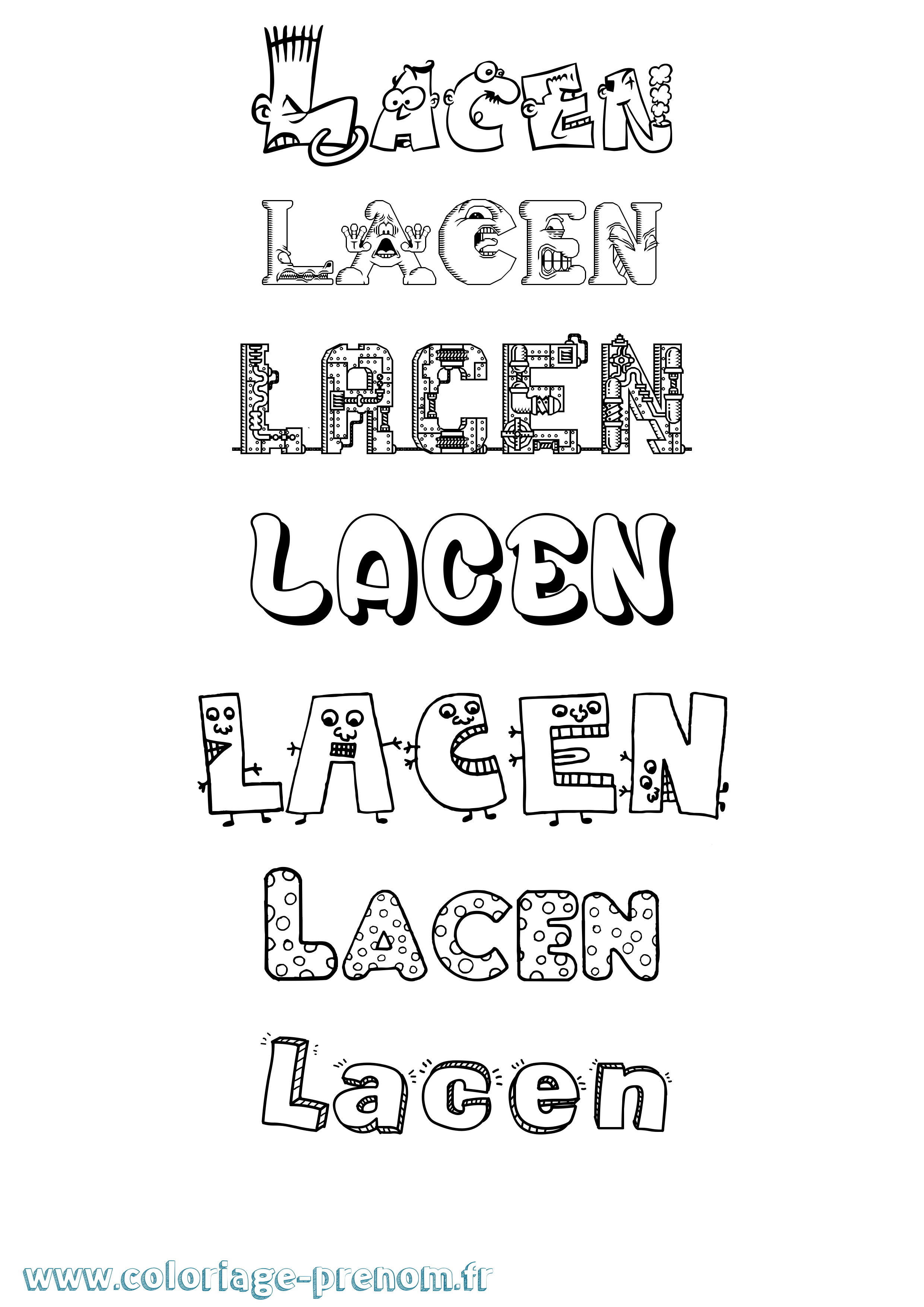 Coloriage Lacen Fun Coloriage prénom Lacen Fun