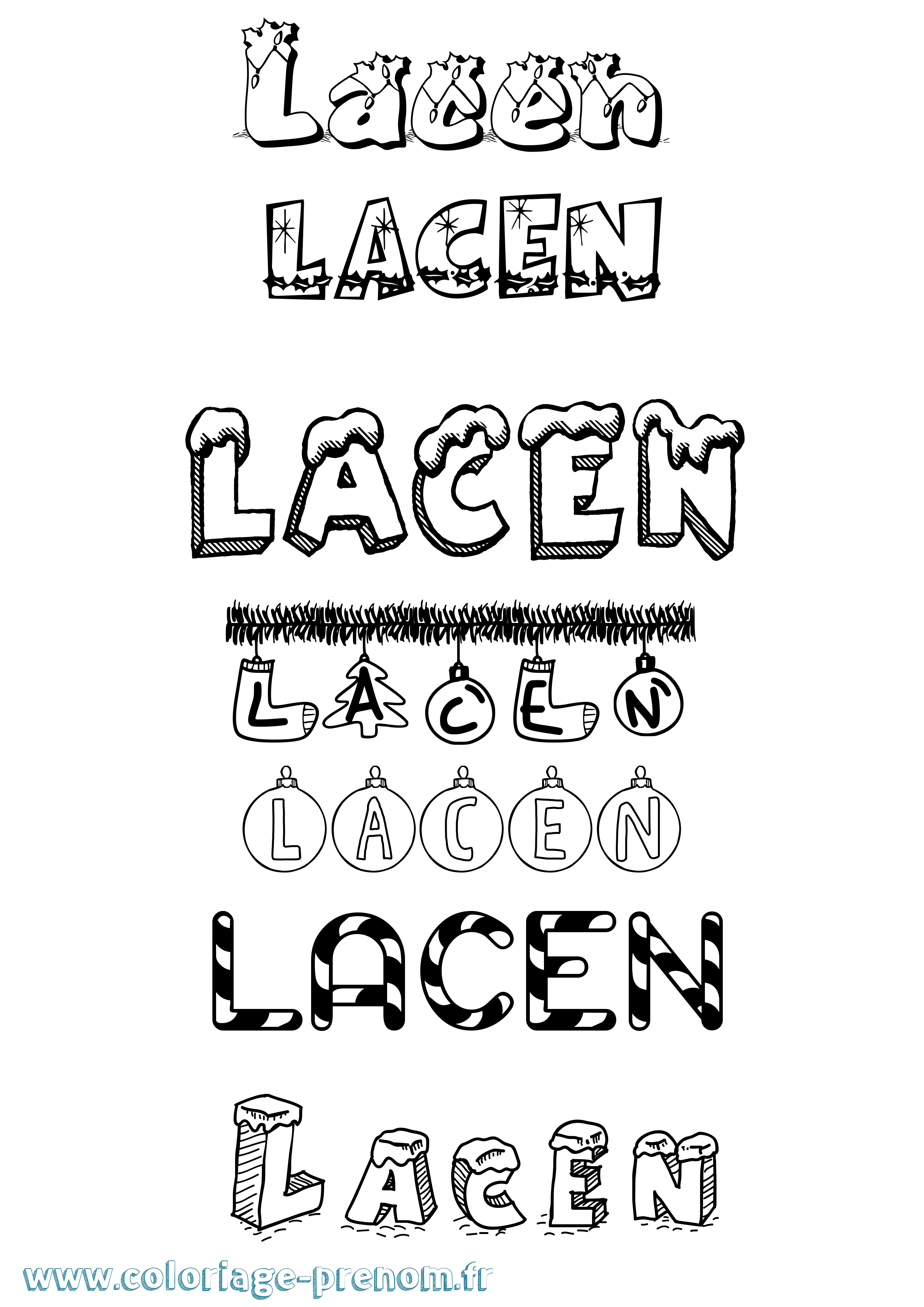 Coloriage Lacen Noël Coloriage prénom Lacen Noël