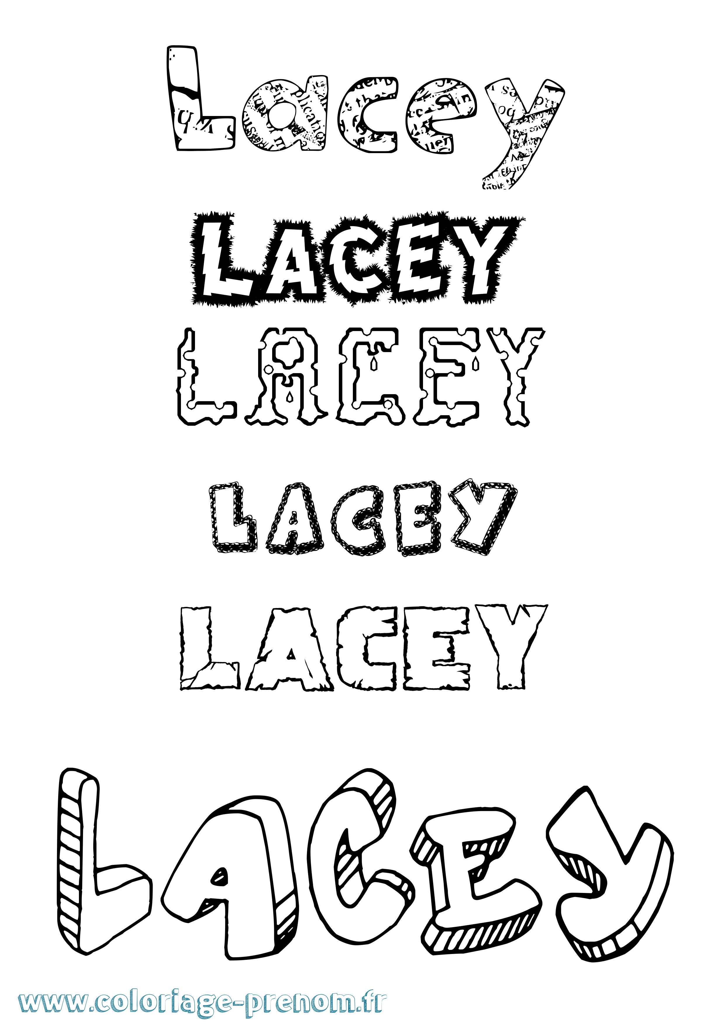 Coloriage prénom Lacey Destructuré