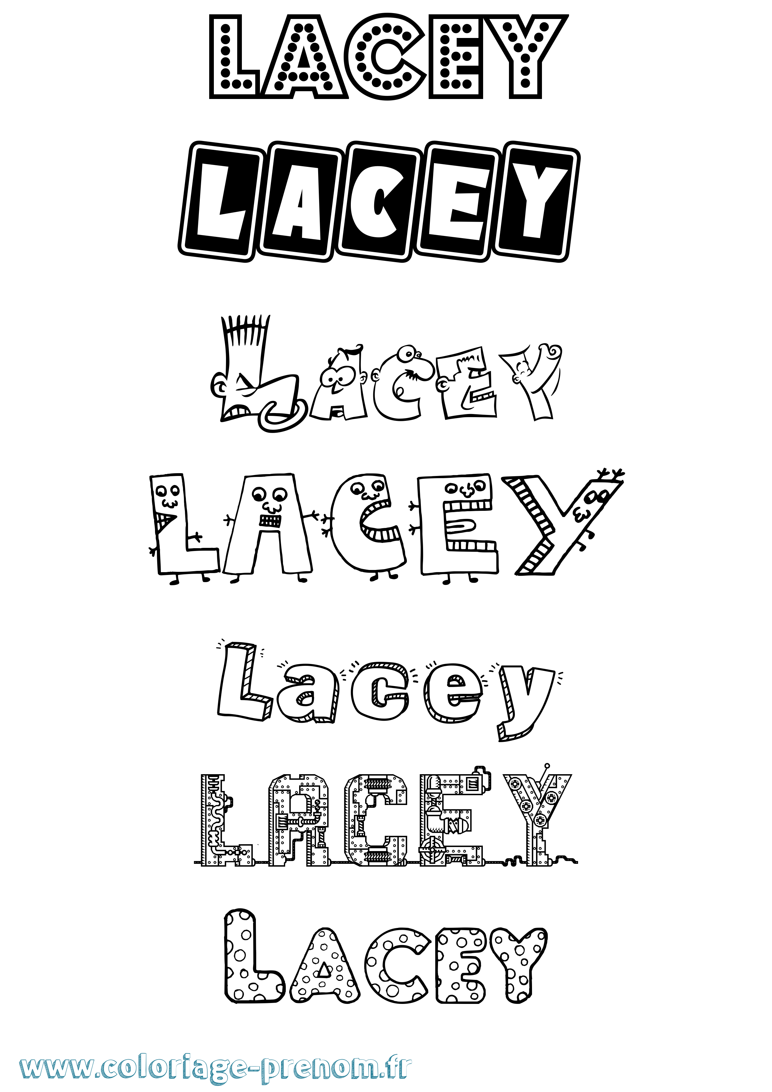 Coloriage prénom Lacey Fun