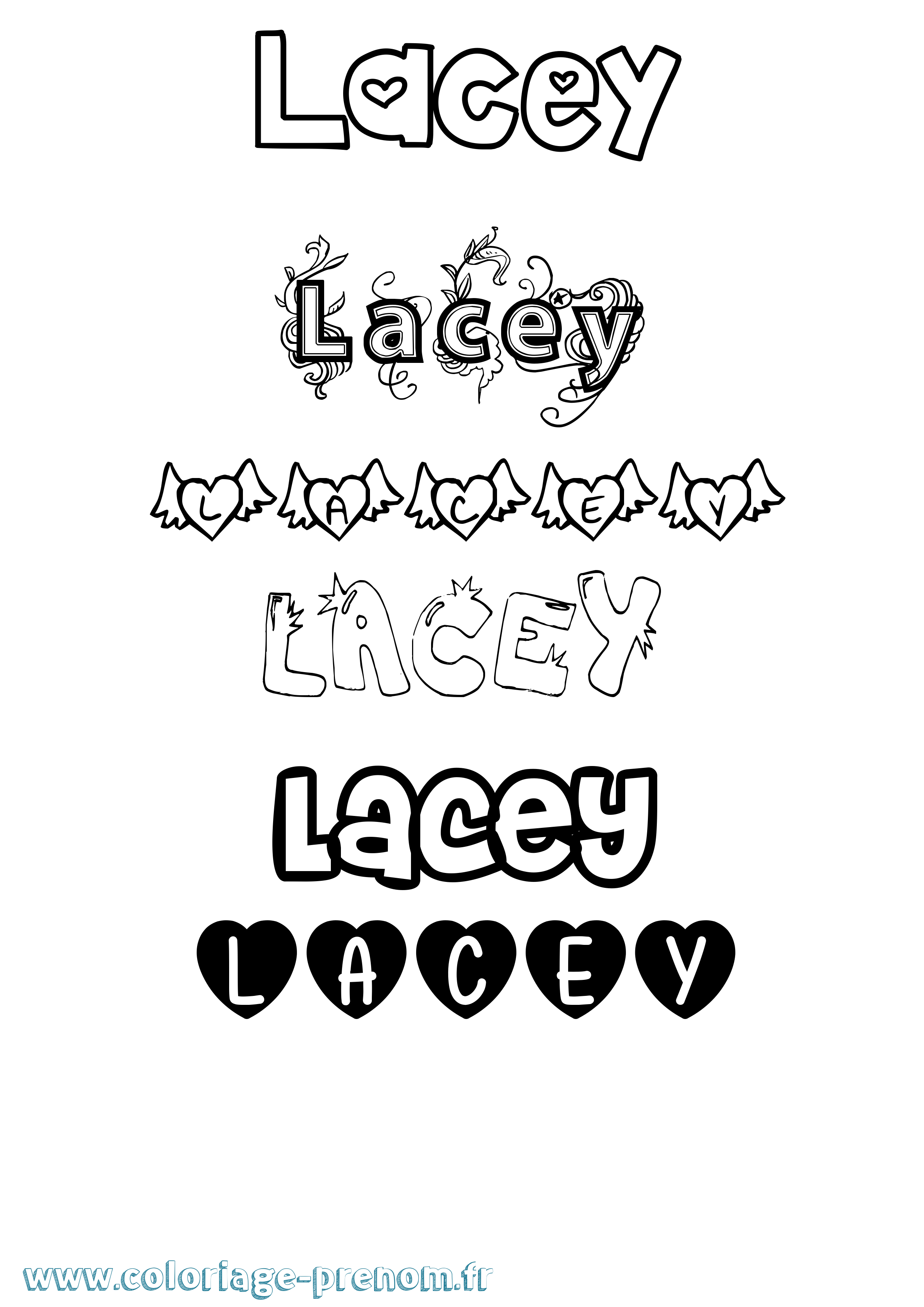 Coloriage prénom Lacey Girly