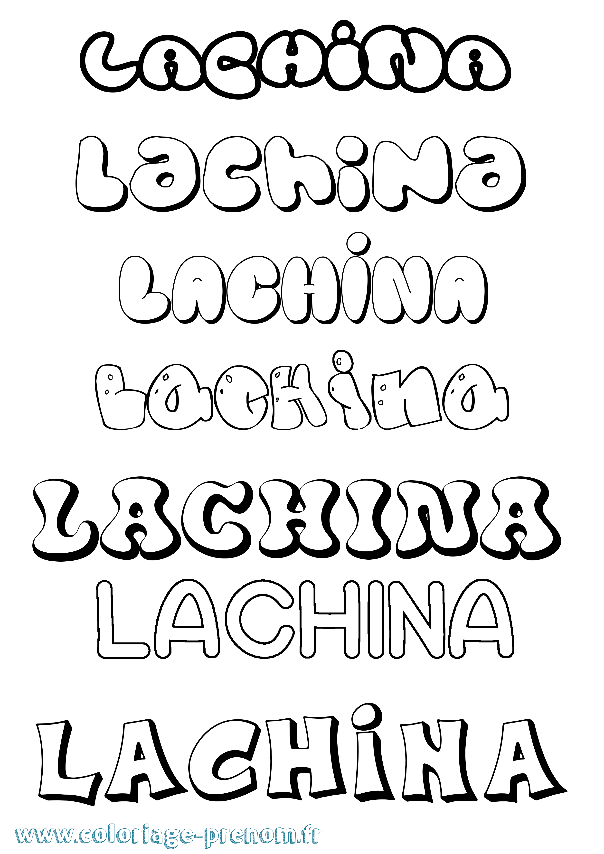 Coloriage prénom Lachina Bubble