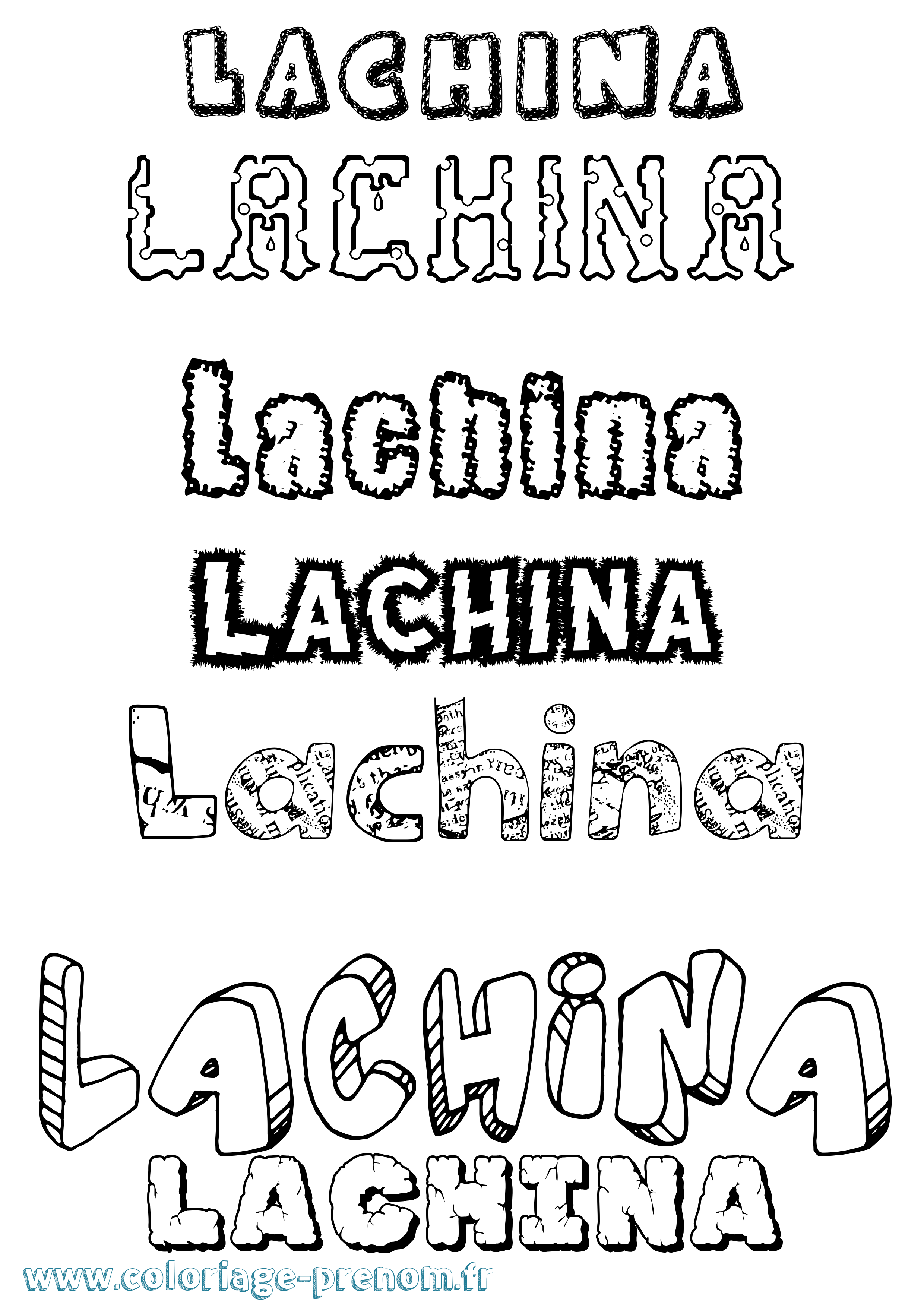 Coloriage Lachina Destructuré Coloriage prénom Lachina Destructuré