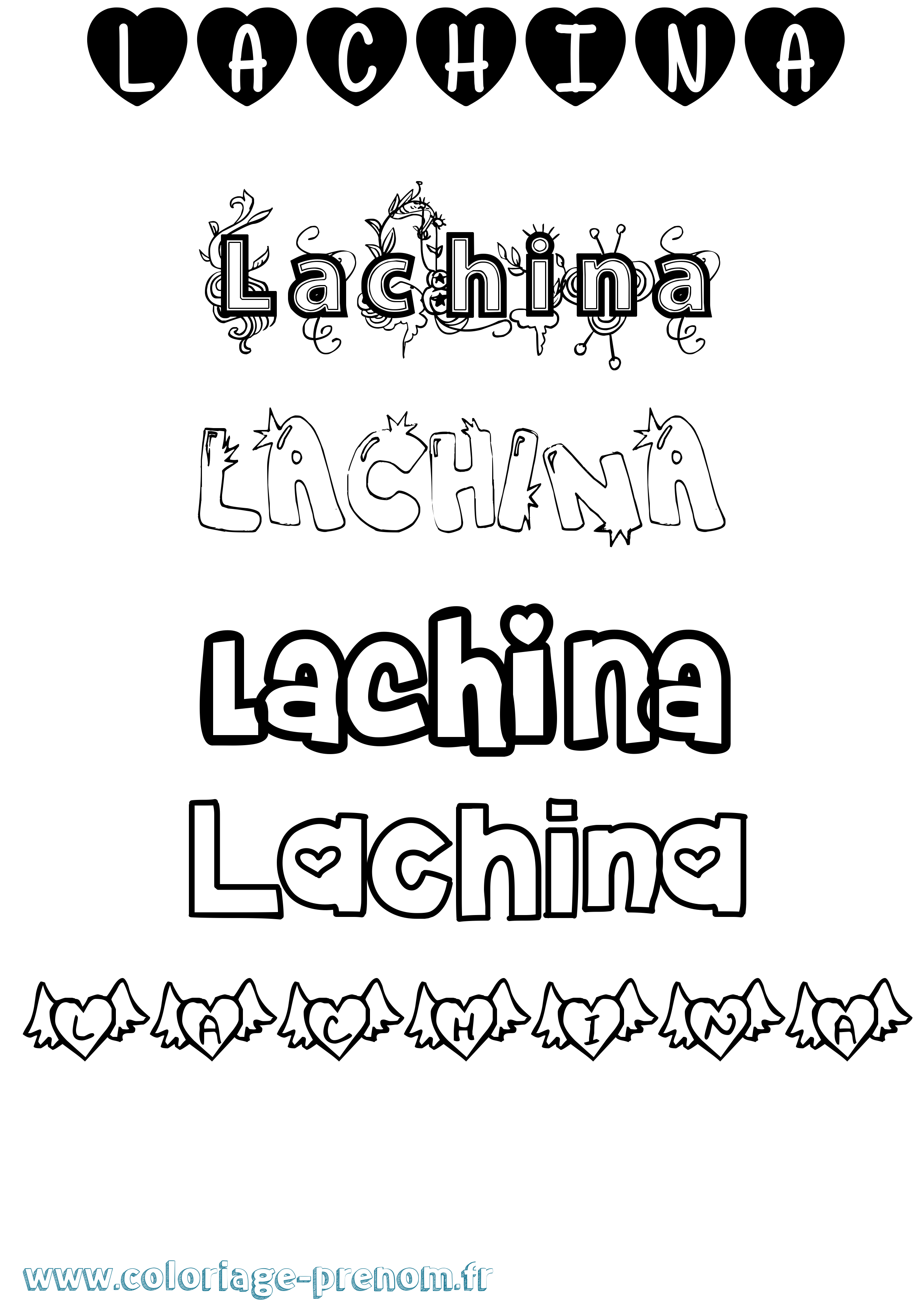 Coloriage prénom Lachina Girly