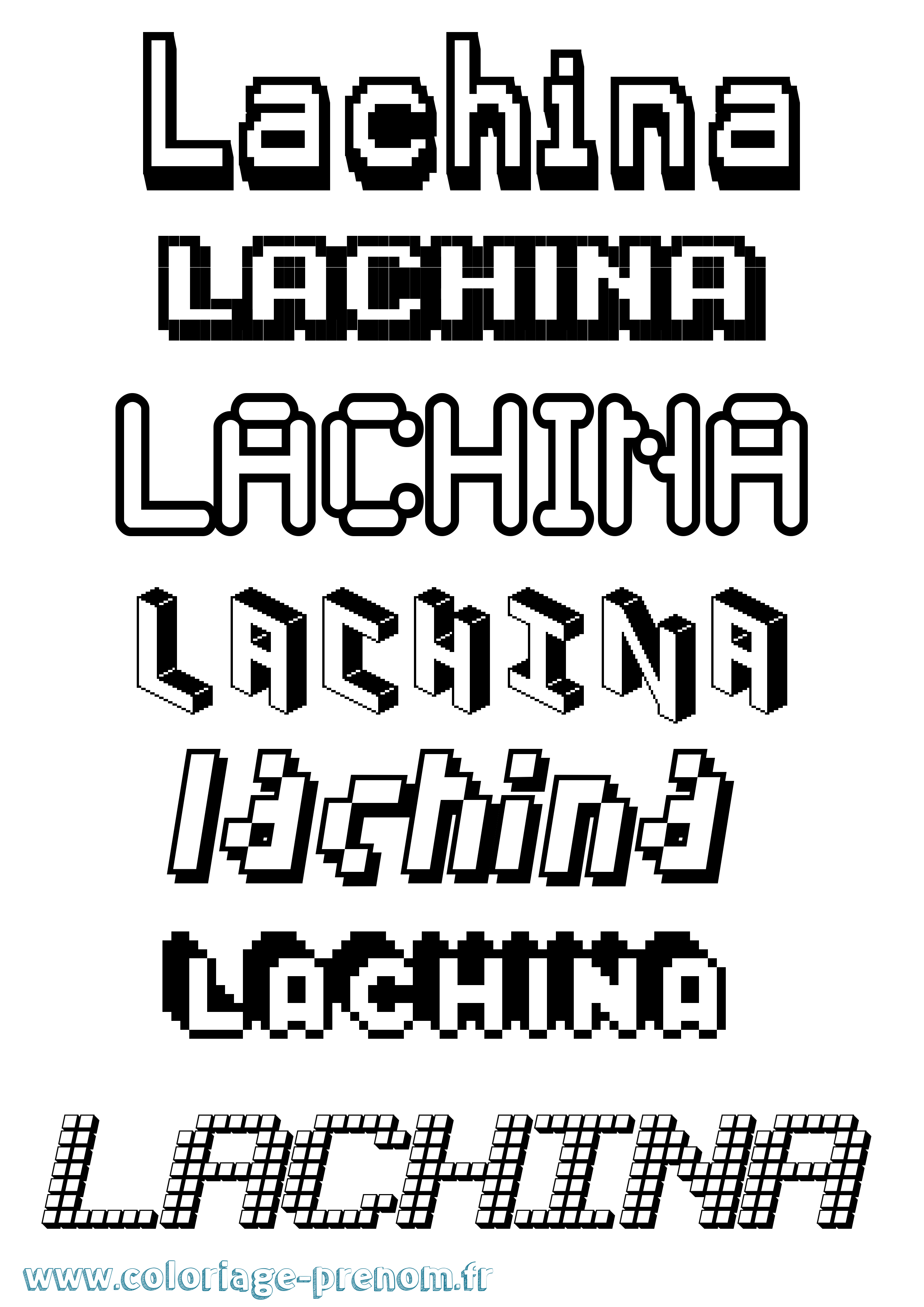 Coloriage prénom Lachina Pixel