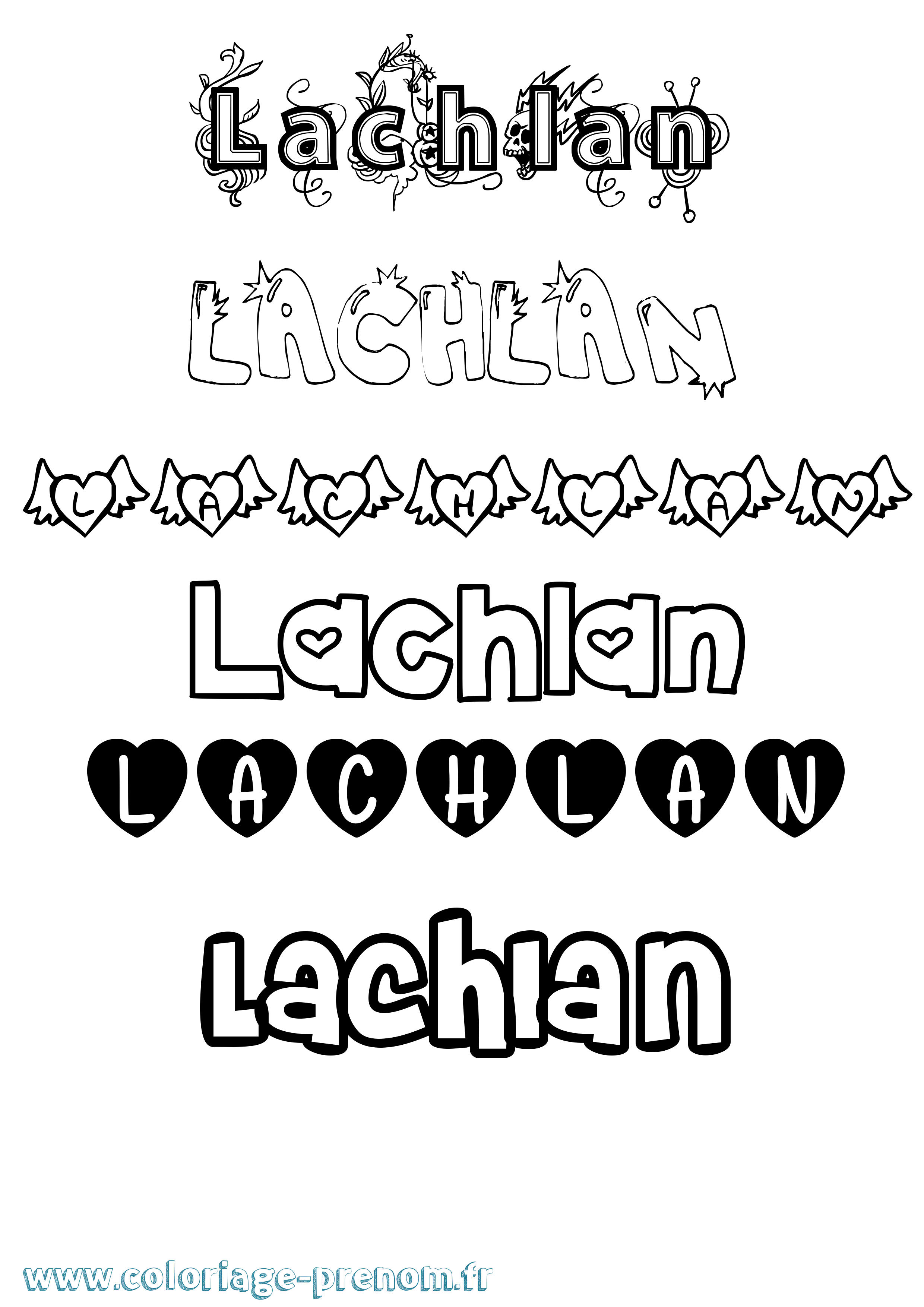 Coloriage prénom Lachlan Girly