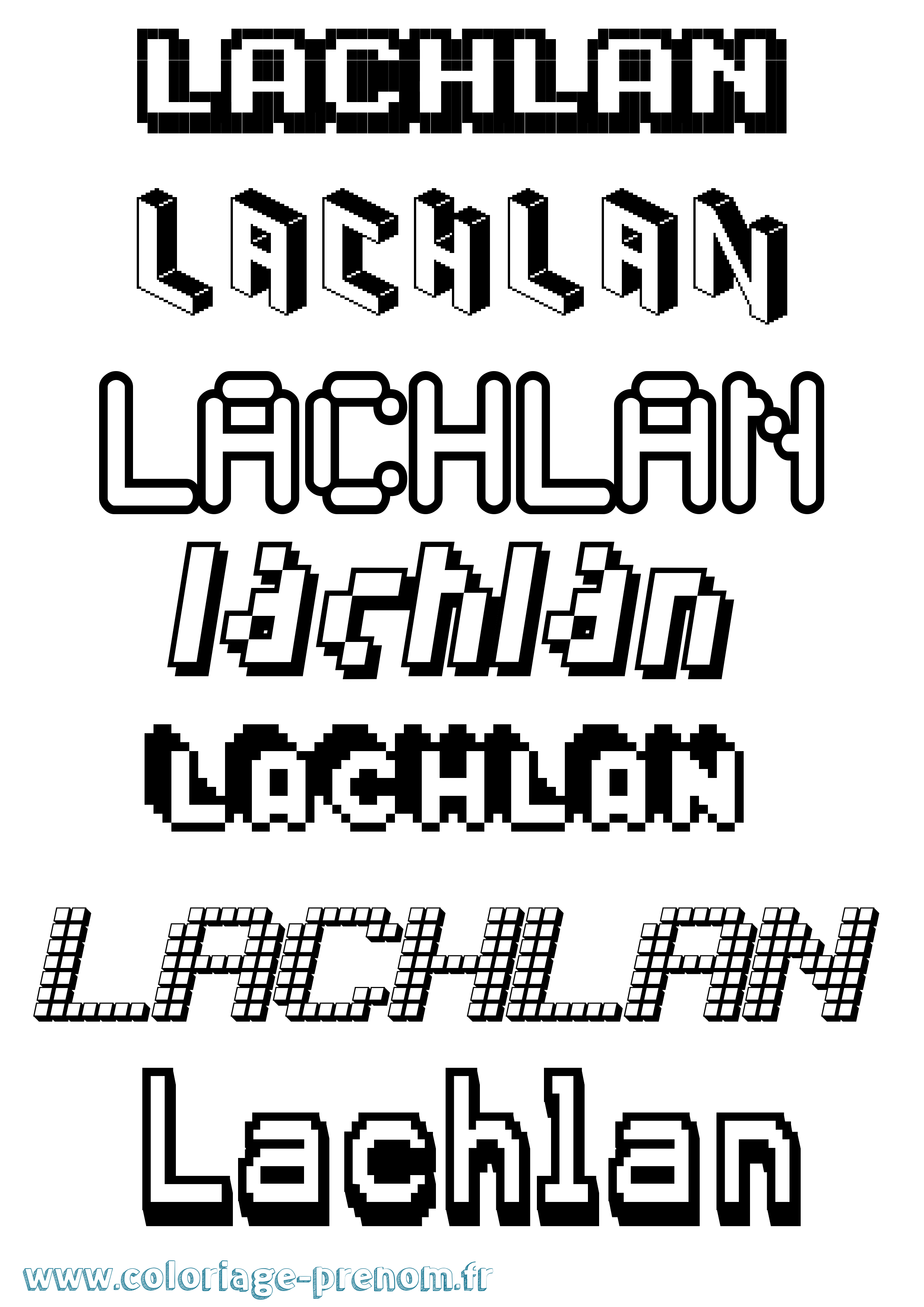 Coloriage prénom Lachlan Pixel