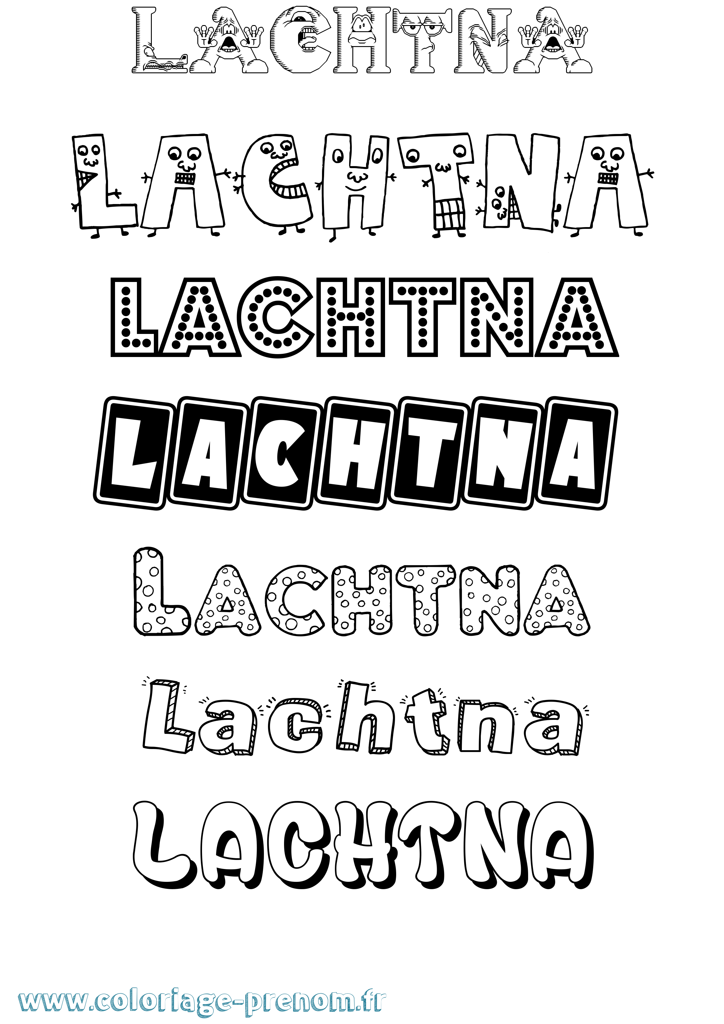 Coloriage prénom Lachtna Fun