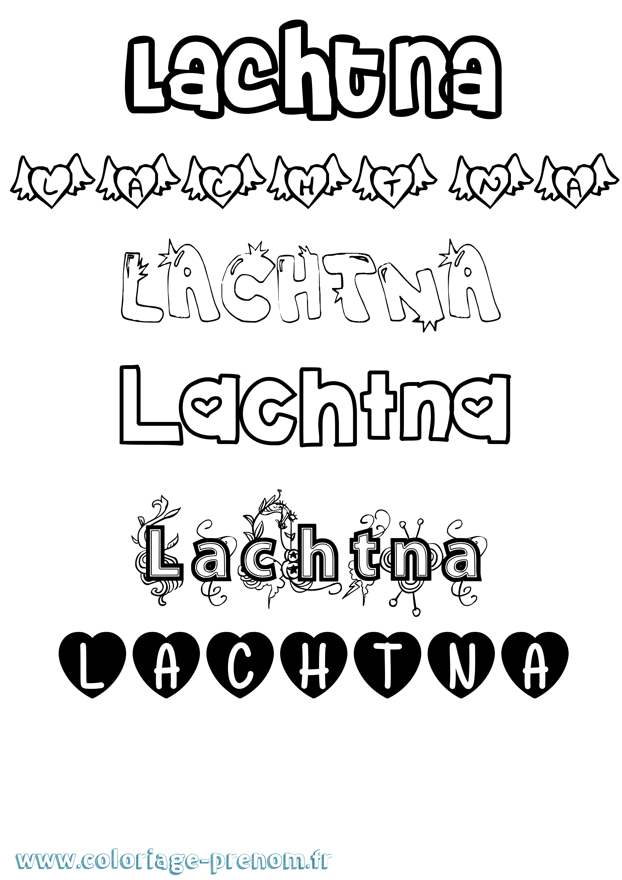 Coloriage prénom Lachtna Girly