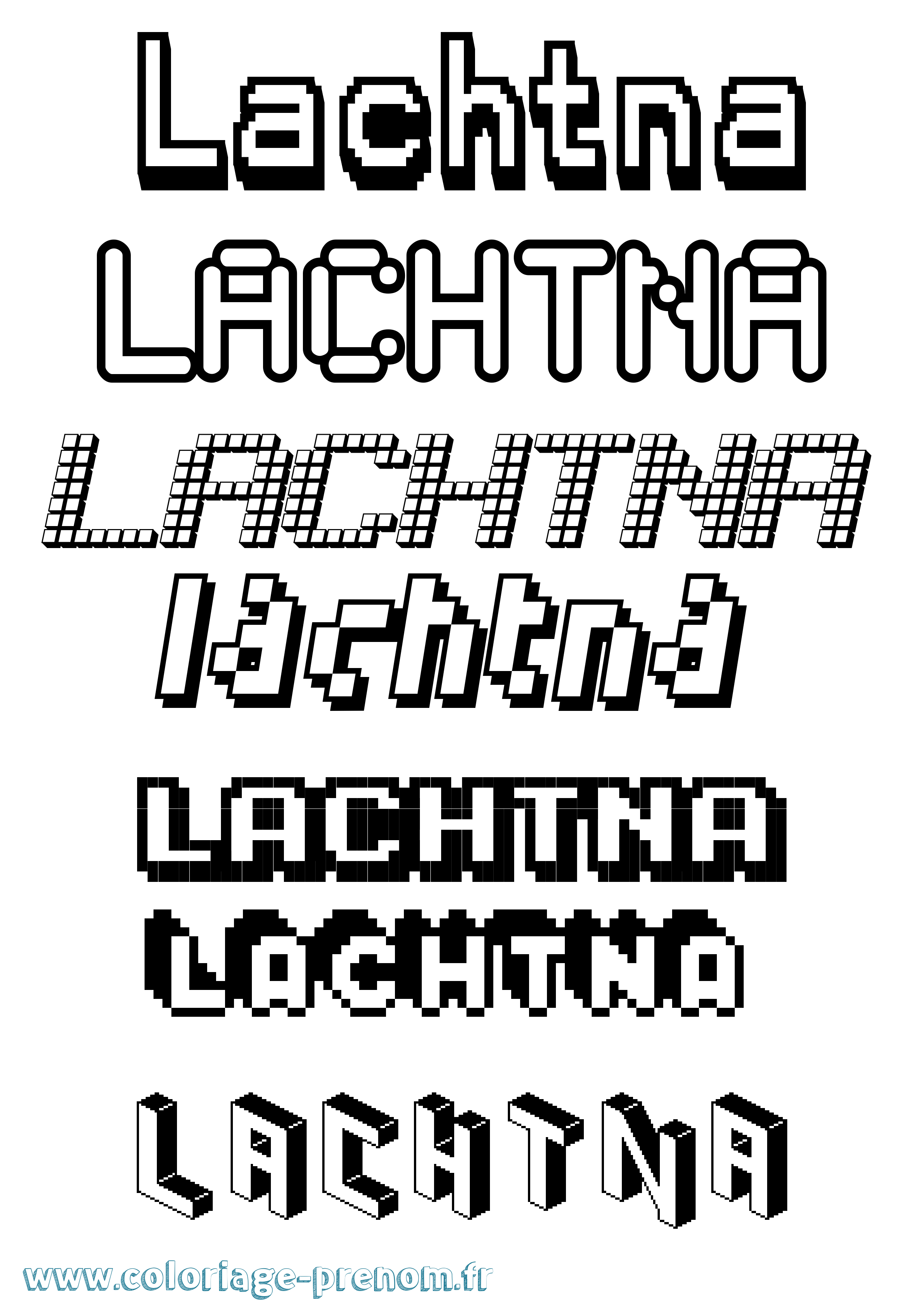 Coloriage prénom Lachtna Pixel