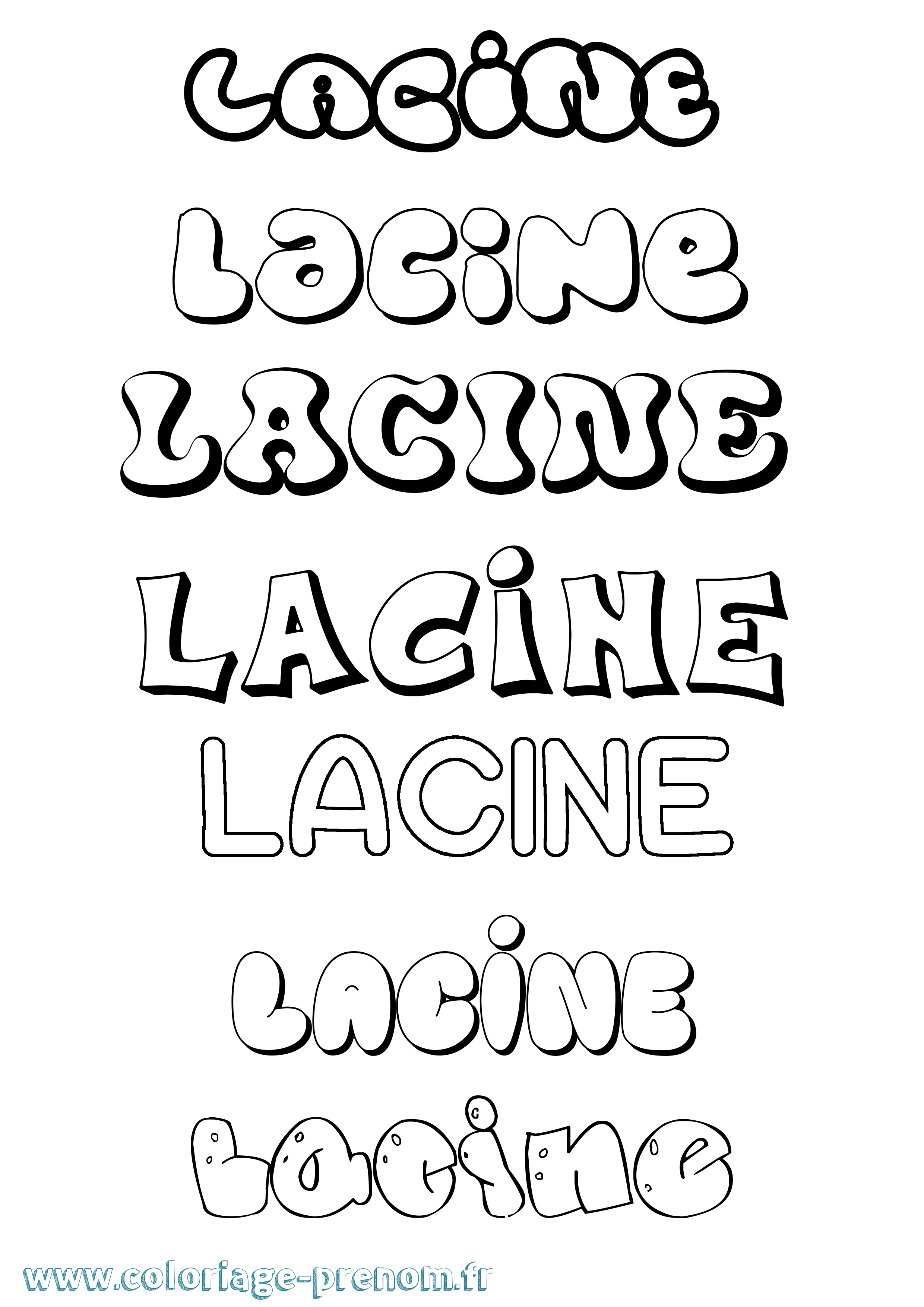 Coloriage Lacine Bubble Coloriage prénom Lacine Bubble