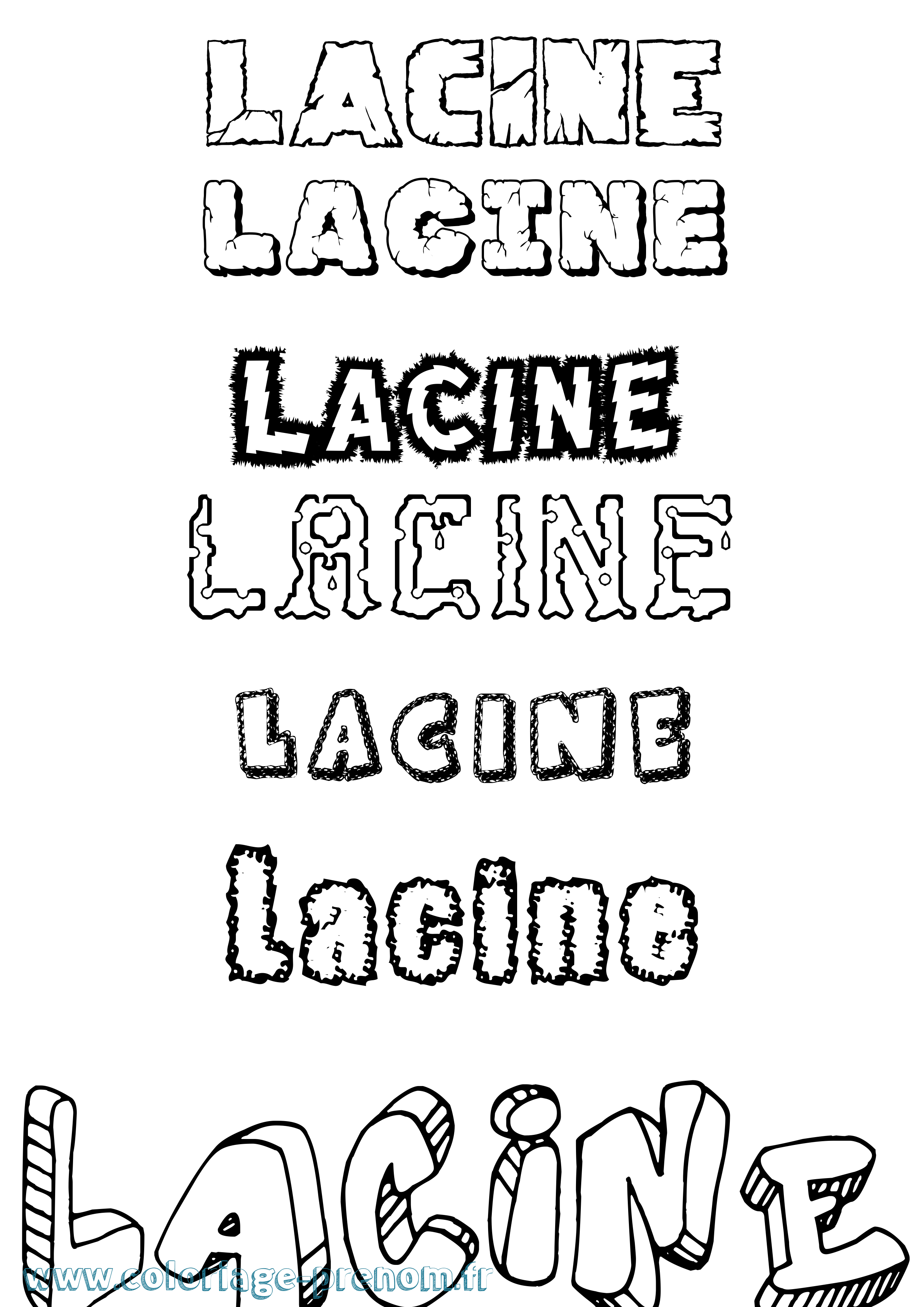Coloriage Lacine Destructuré Coloriage prénom Lacine Destructuré
