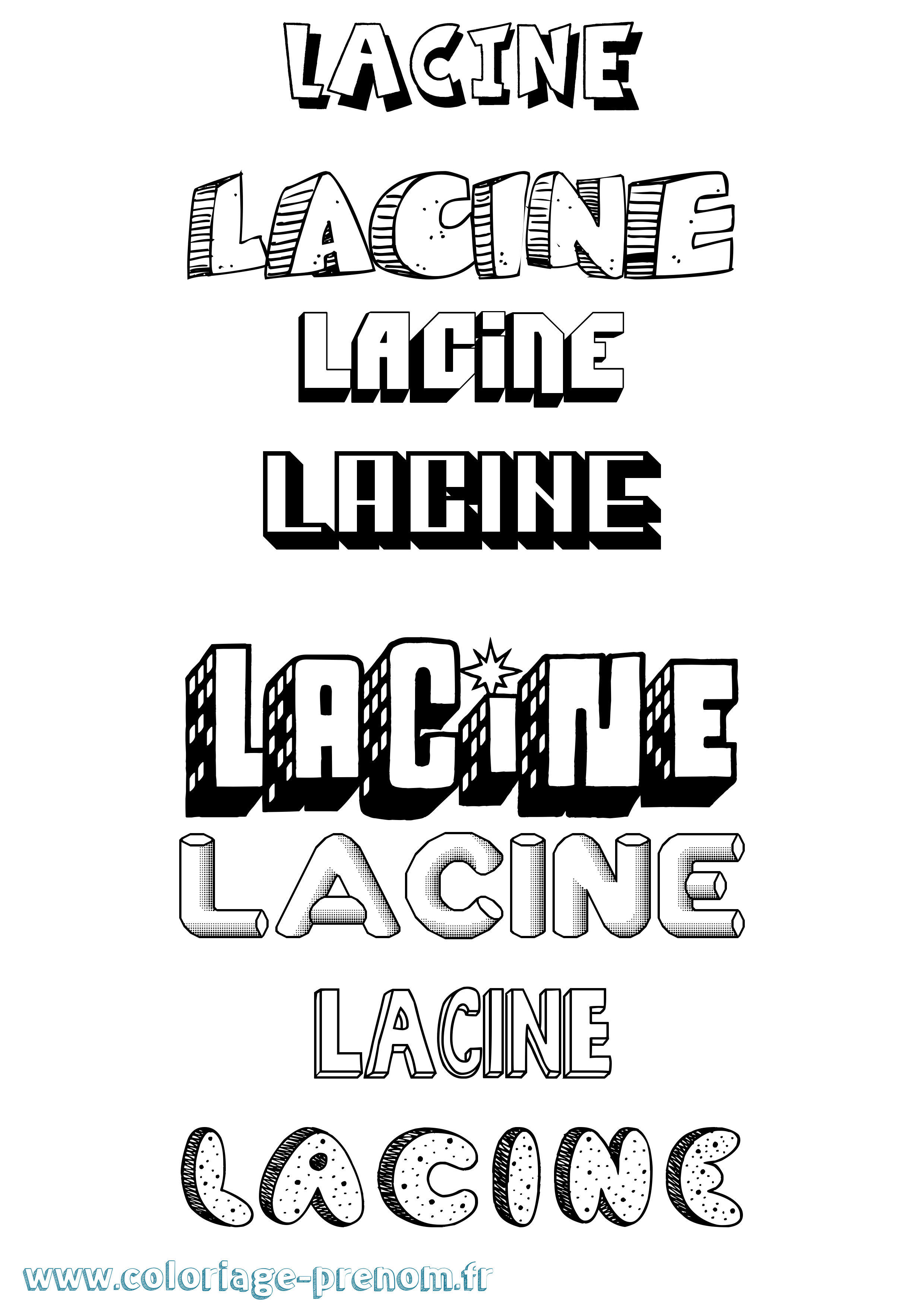 Coloriage Lacine Effet 3D Coloriage prénom Lacine Effet 3D