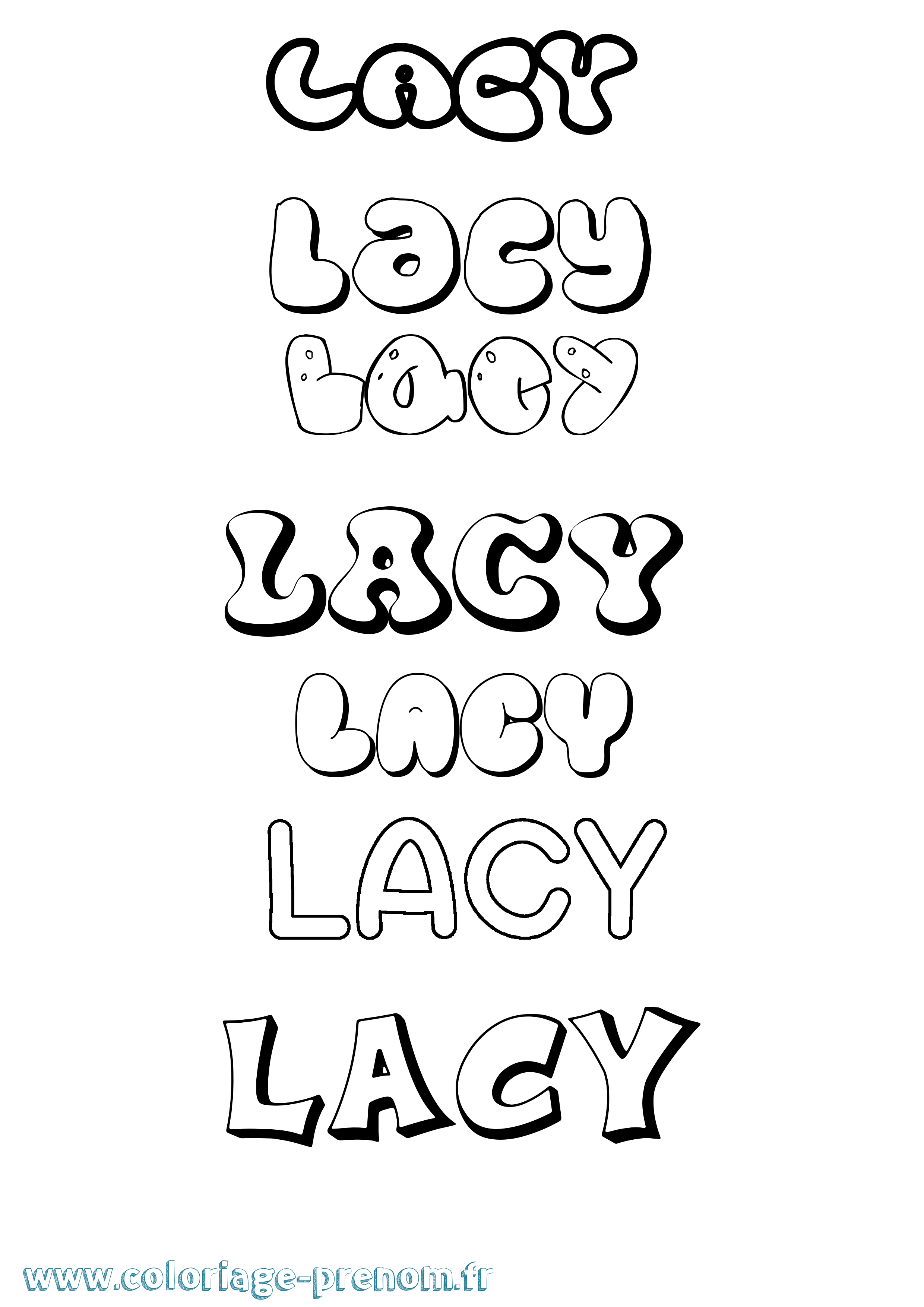 Coloriage Lacy Bubble Coloriage prénom Lacy Bubble